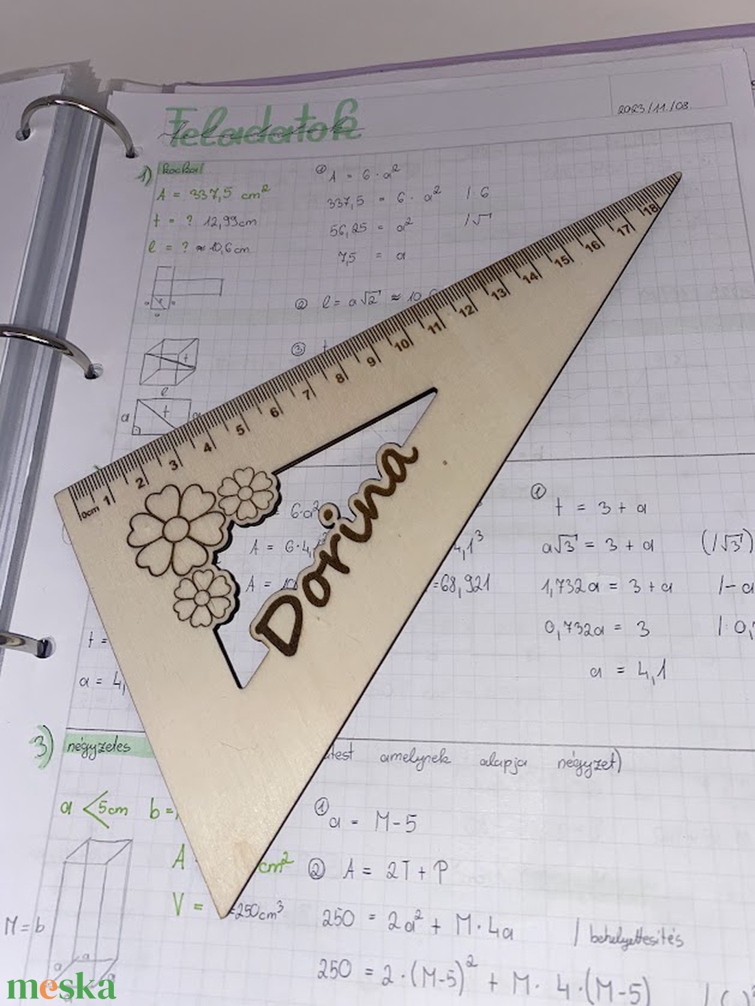 Személyre szabható derékszögű vonalzó - otthon & életmód - papír, írószer - ceruza & toll - Meska.hu