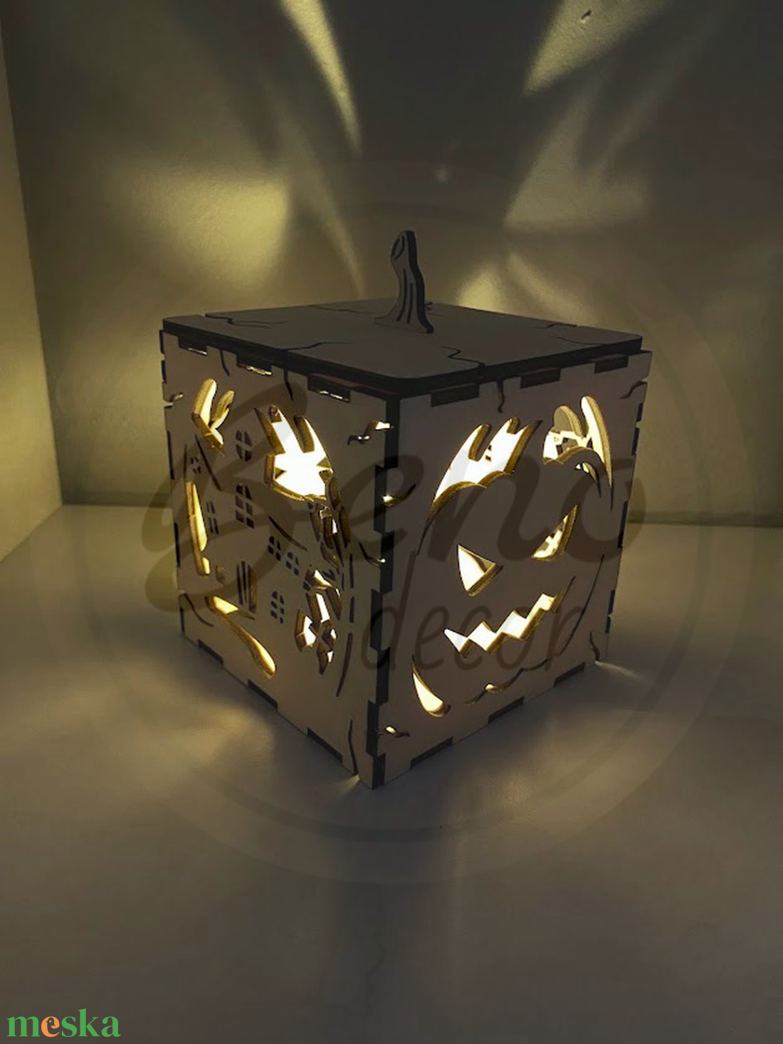Halloween-i lámpás tök és ház mintával - otthon & életmód - dekoráció - halloween - halloweeni tök - Meska.hu