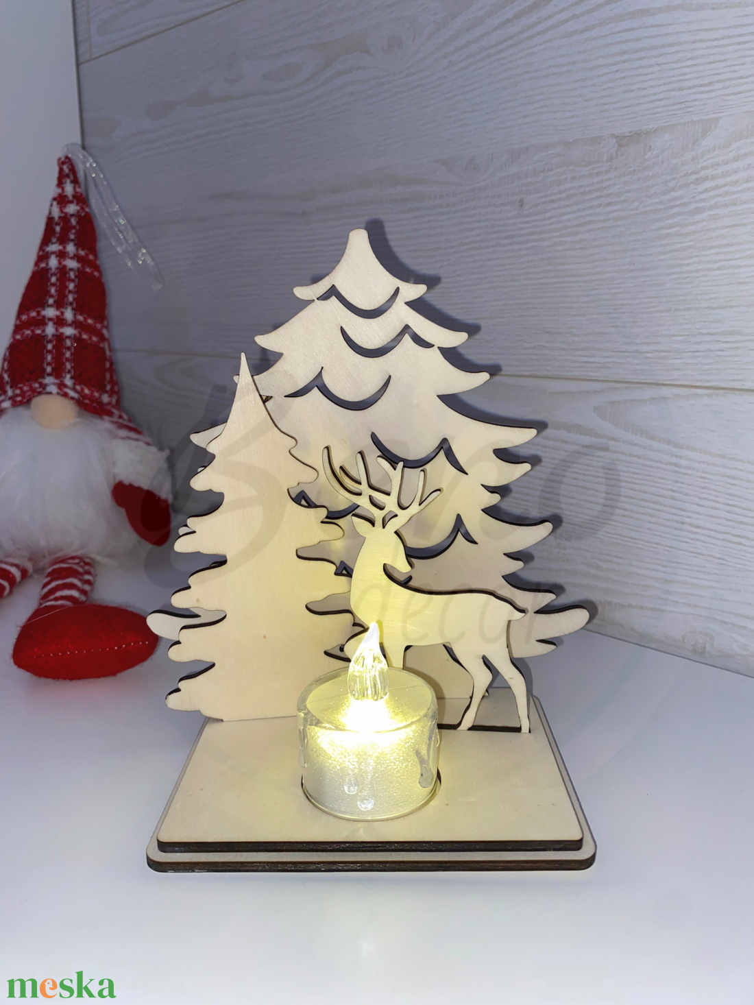 Karácsonyi dekoráció - rénszarvas és 2 fenyőfa - karácsony - karácsonyi lakásdekoráció - karácsonyi lakásdíszek - Meska.hu