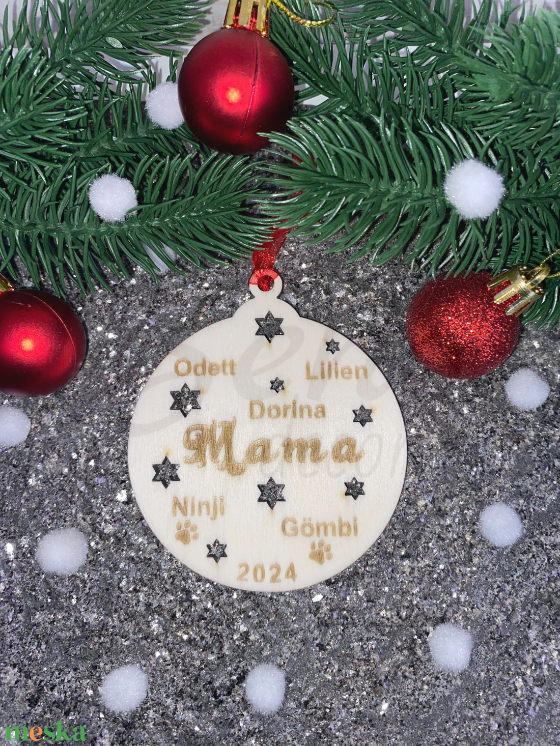 Karácsonyfadísz Mamának/Papának az Unokái nevével - karácsony - karácsonyi lakásdekoráció - karácsonyfadíszek - Meska.hu