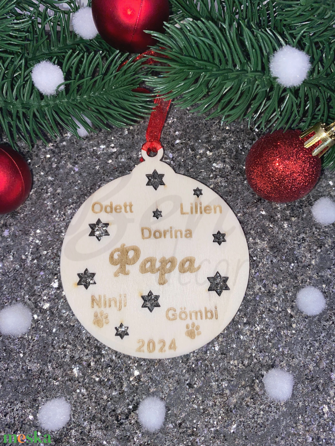 Karácsonyfadísz Mamának/Papának az Unokái nevével - karácsony - karácsonyi lakásdekoráció - karácsonyfadíszek - Meska.hu