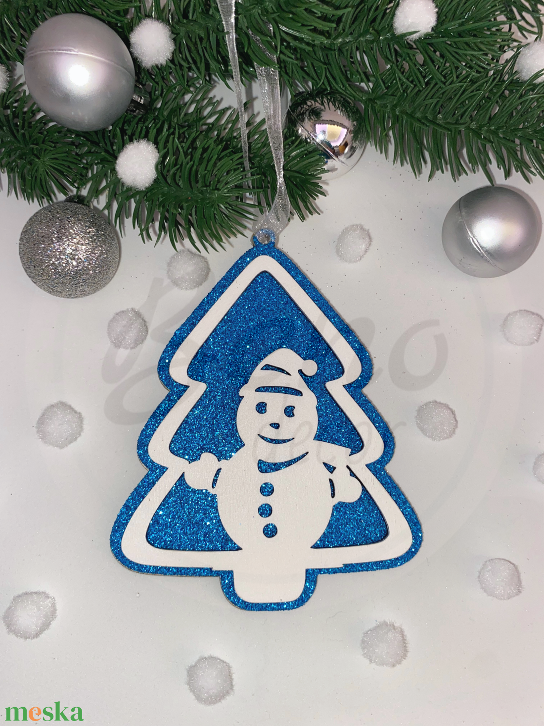 Karácsonyfadísz - hóember mintával - karácsony - karácsonyi lakásdekoráció - karácsonyfadíszek - Meska.hu