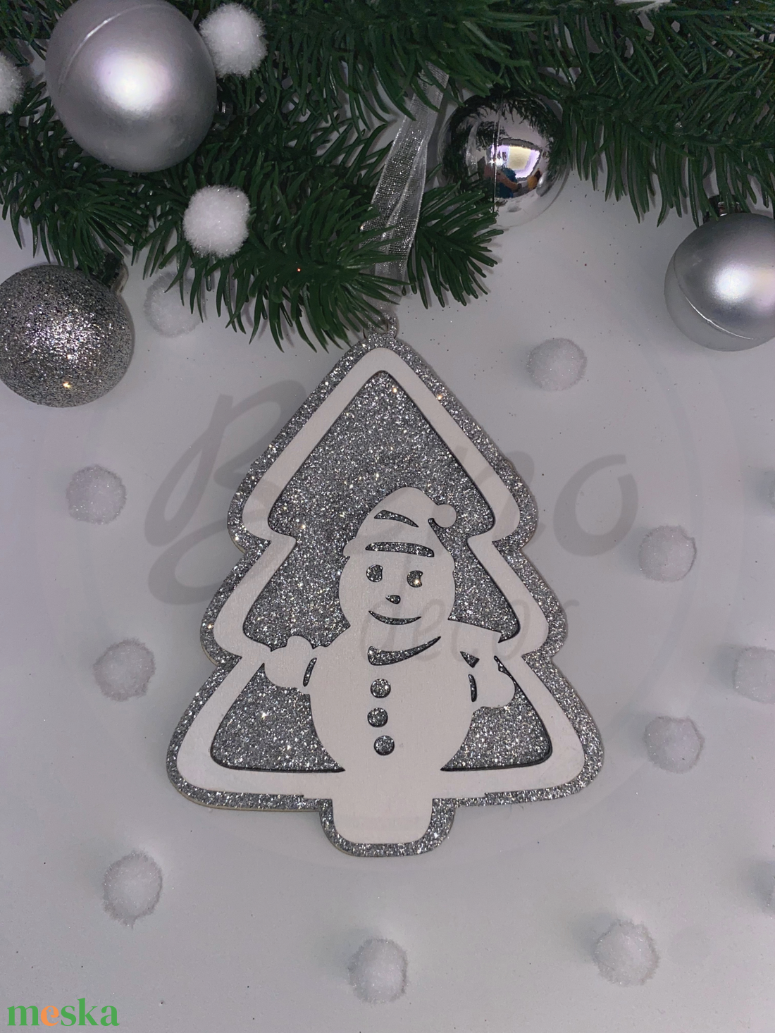 Karácsonyfadísz - hóember mintával - karácsony - karácsonyi lakásdekoráció - karácsonyfadíszek - Meska.hu