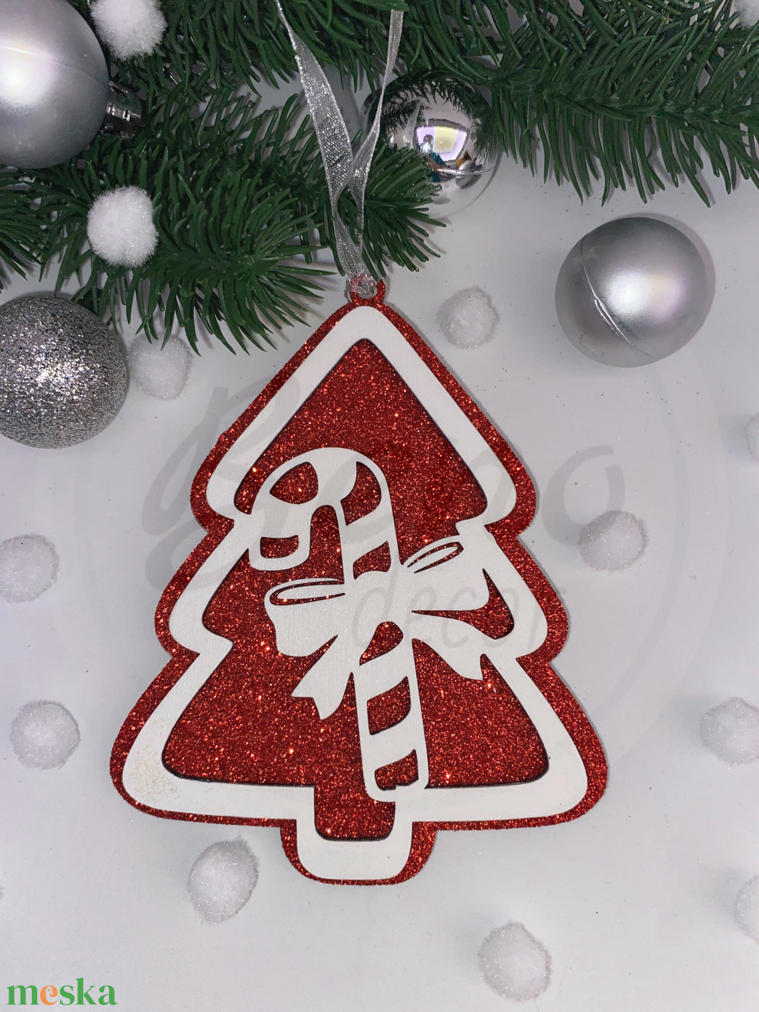 Karácsonyfadísz - cukorkarúd mintával - karácsony - karácsonyi lakásdekoráció - karácsonyfadíszek - Meska.hu