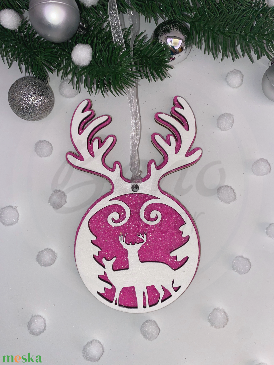 Karácsonyfadísz - rénazarvas mintával - karácsony - karácsonyi lakásdekoráció - karácsonyfadíszek - Meska.hu