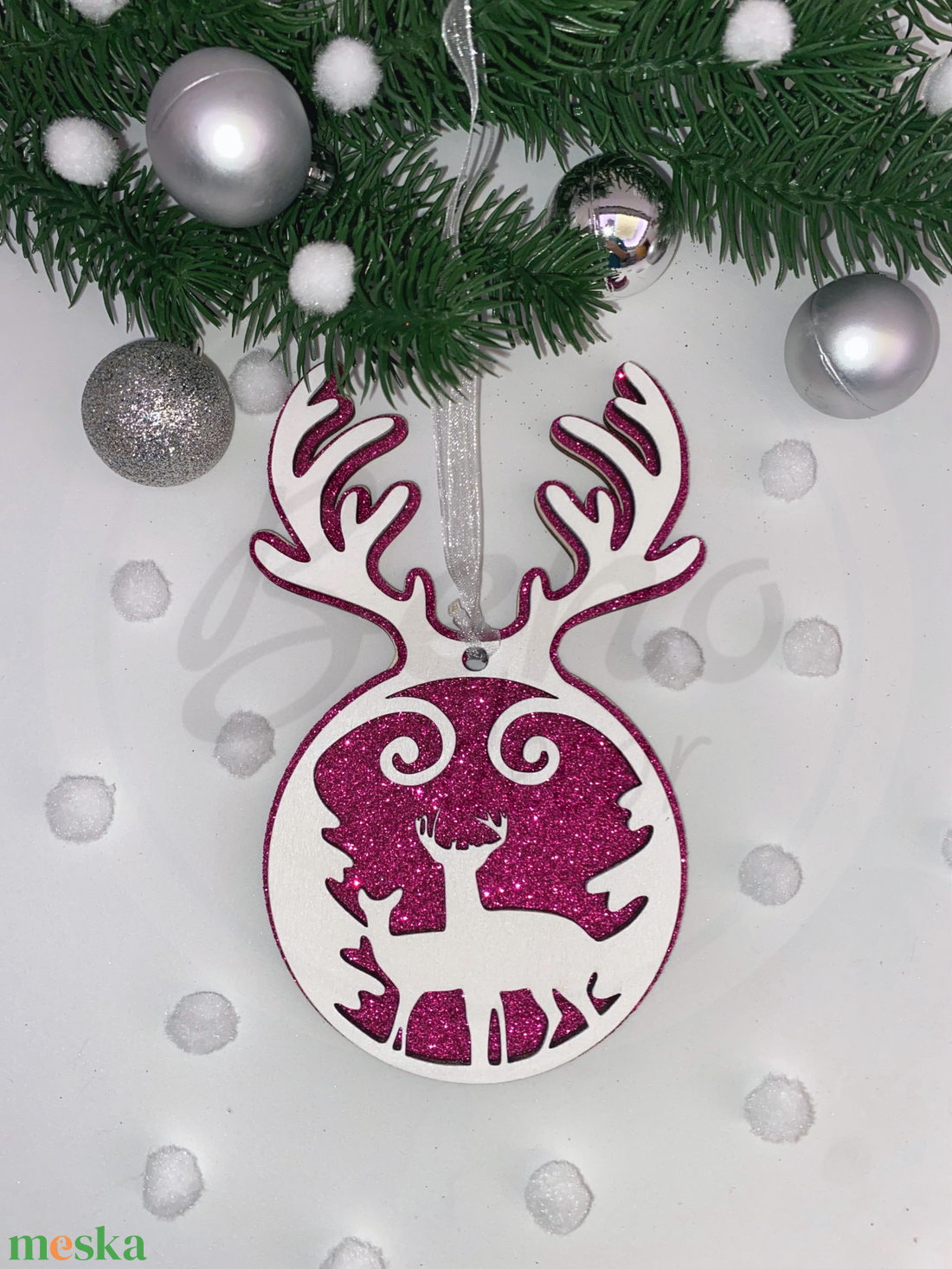 Karácsonyfadísz - rénazarvas mintával - karácsony - karácsonyi lakásdekoráció - karácsonyfadíszek - Meska.hu