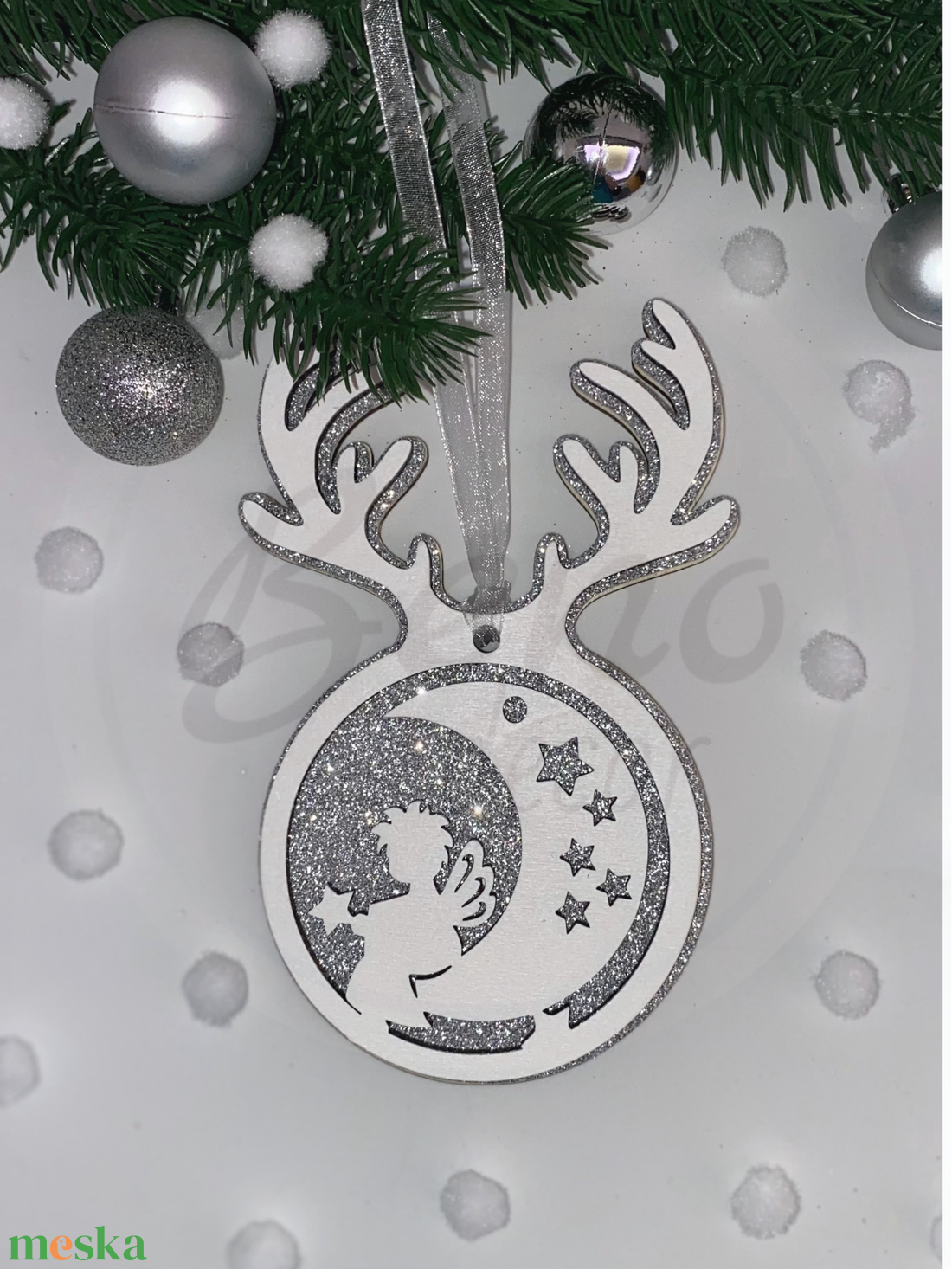Karácsonyfadísz - angyal és hold mintával - karácsony - karácsonyi lakásdekoráció - karácsonyfadíszek - Meska.hu