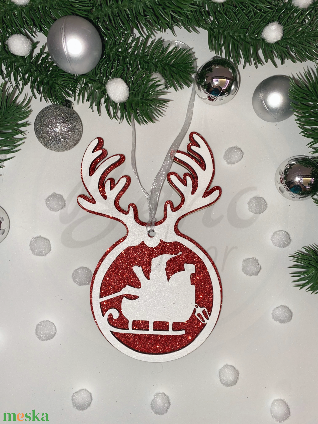 Karácsonyfadísz - télapószán mintával - karácsony - karácsonyi lakásdekoráció - karácsonyfadíszek - Meska.hu