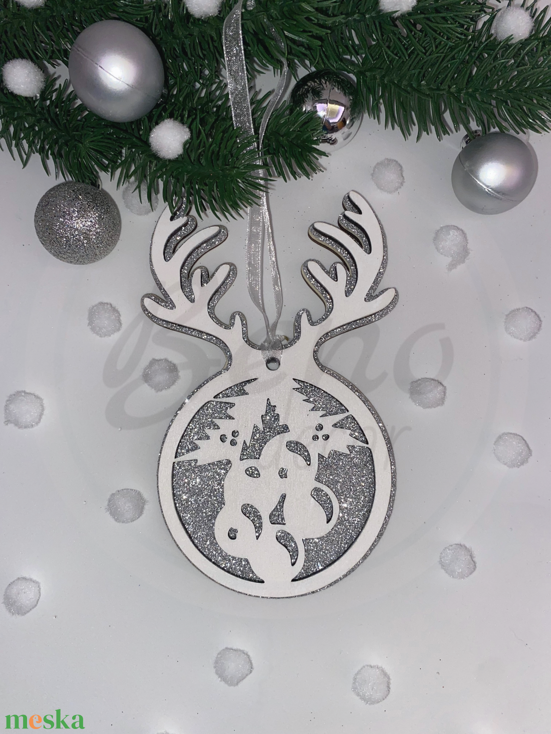 Karácsonyfadísz - fagyöngy mintával - karácsony - karácsonyi lakásdekoráció - karácsonyfadíszek - Meska.hu