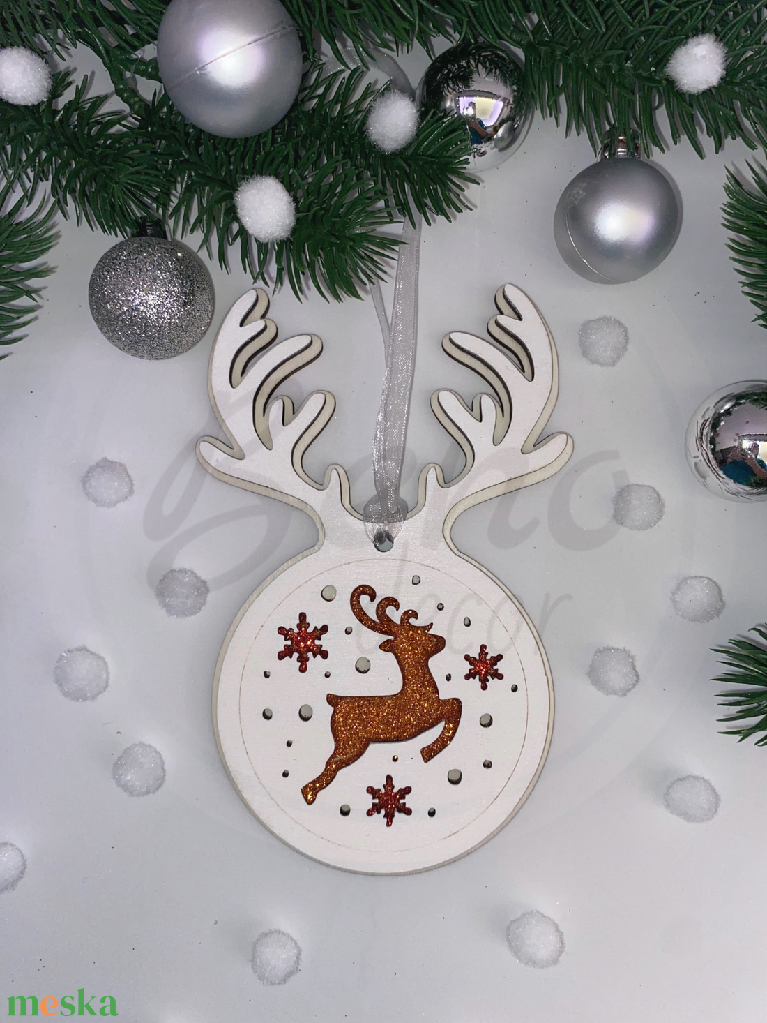 Karácsonyfadísz - rénszarvas mintával - karácsony - karácsonyi lakásdekoráció - karácsonyfadíszek - Meska.hu