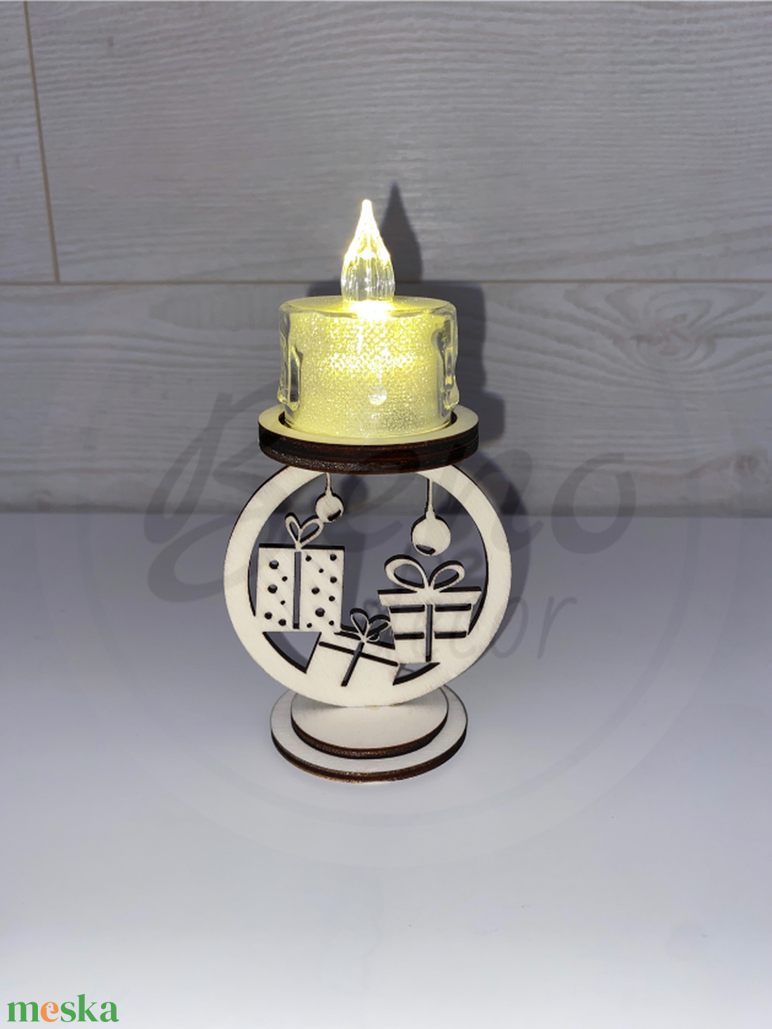 Karácsonyi gyertyatartó - ajándékdoboz mintával - otthon & életmód - gyertya, illat, aroma - gyertyatartó - Meska.hu