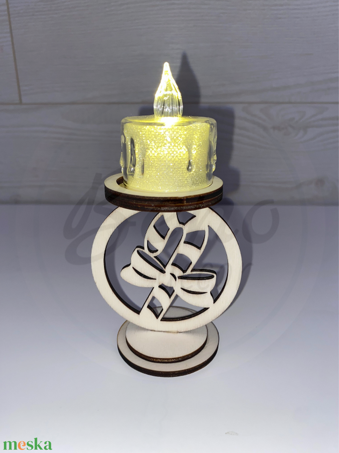 Karácsonyi gyertyatartó - cukorka mintával - otthon & életmód - gyertya, illat, aroma - gyertyatartó - Meska.hu