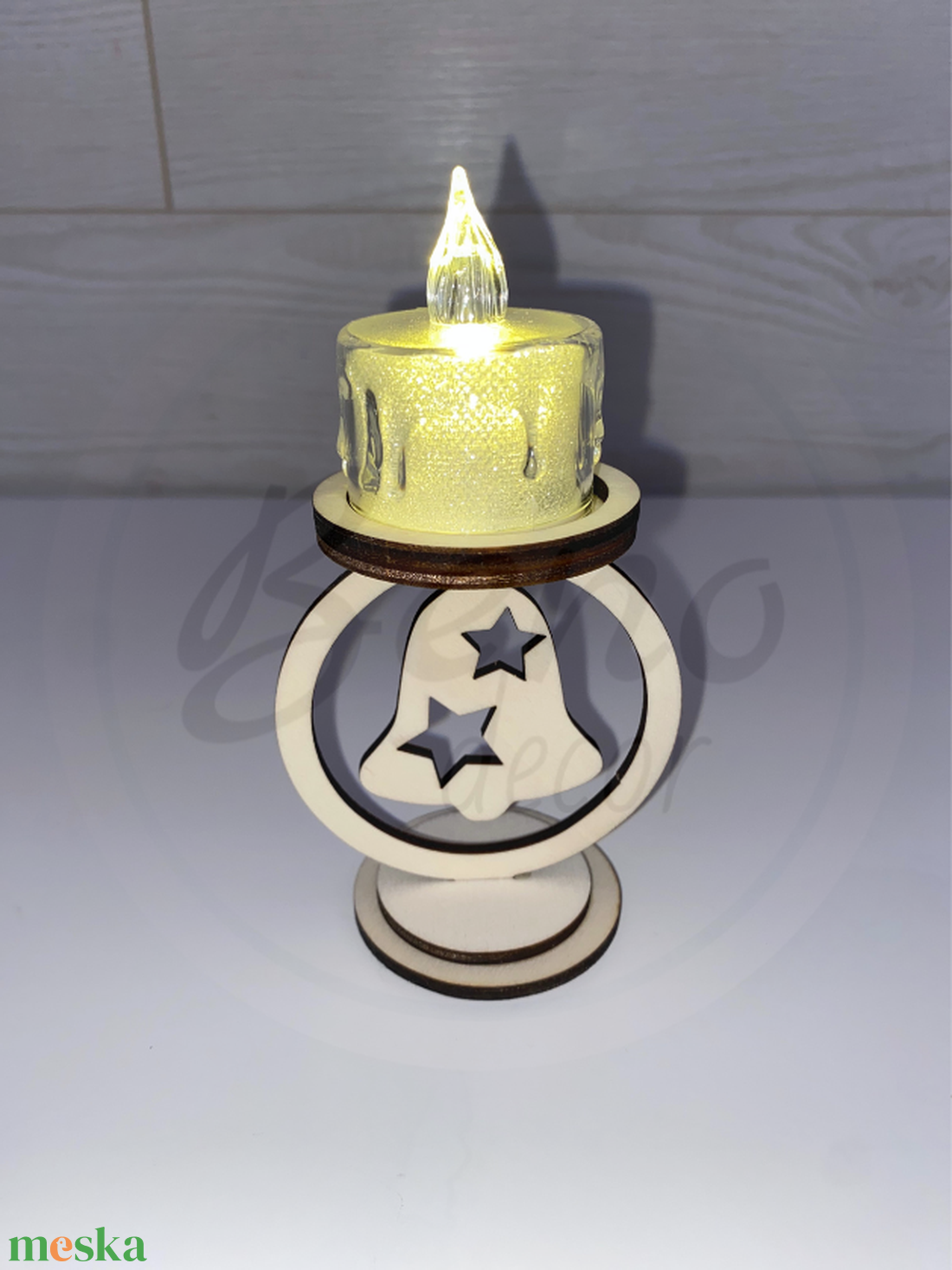 Karácsonyi gyertyatartó - harang mintával - otthon & életmód - gyertya, illat, aroma - gyertyatartó - Meska.hu