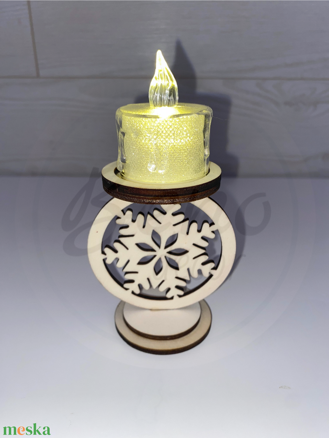Karácsonyi gyertyatartó - hópehely mintával - otthon & életmód - gyertya, illat, aroma - gyertyatartó - Meska.hu