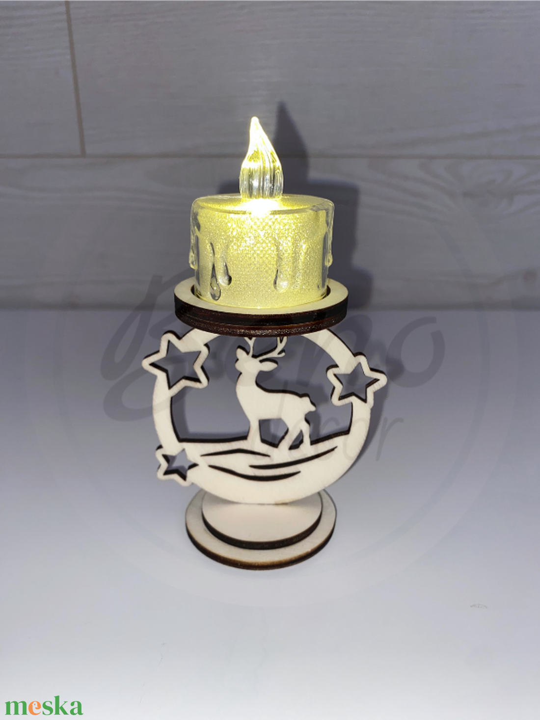 Karácsonyi gyertyatartó - rénszarvas mintával - otthon & életmód - gyertya, illat, aroma - gyertyatartó - Meska.hu