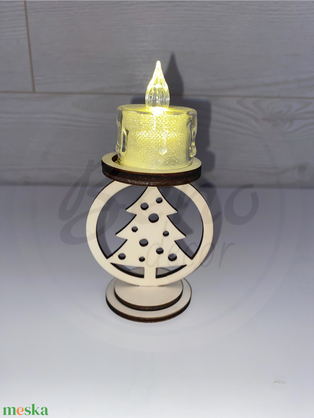 Karácsonyi gyertyatartó - karácsonyfa mintával - otthon & életmód - gyertya, illat, aroma - gyertyatartó - Meska.hu