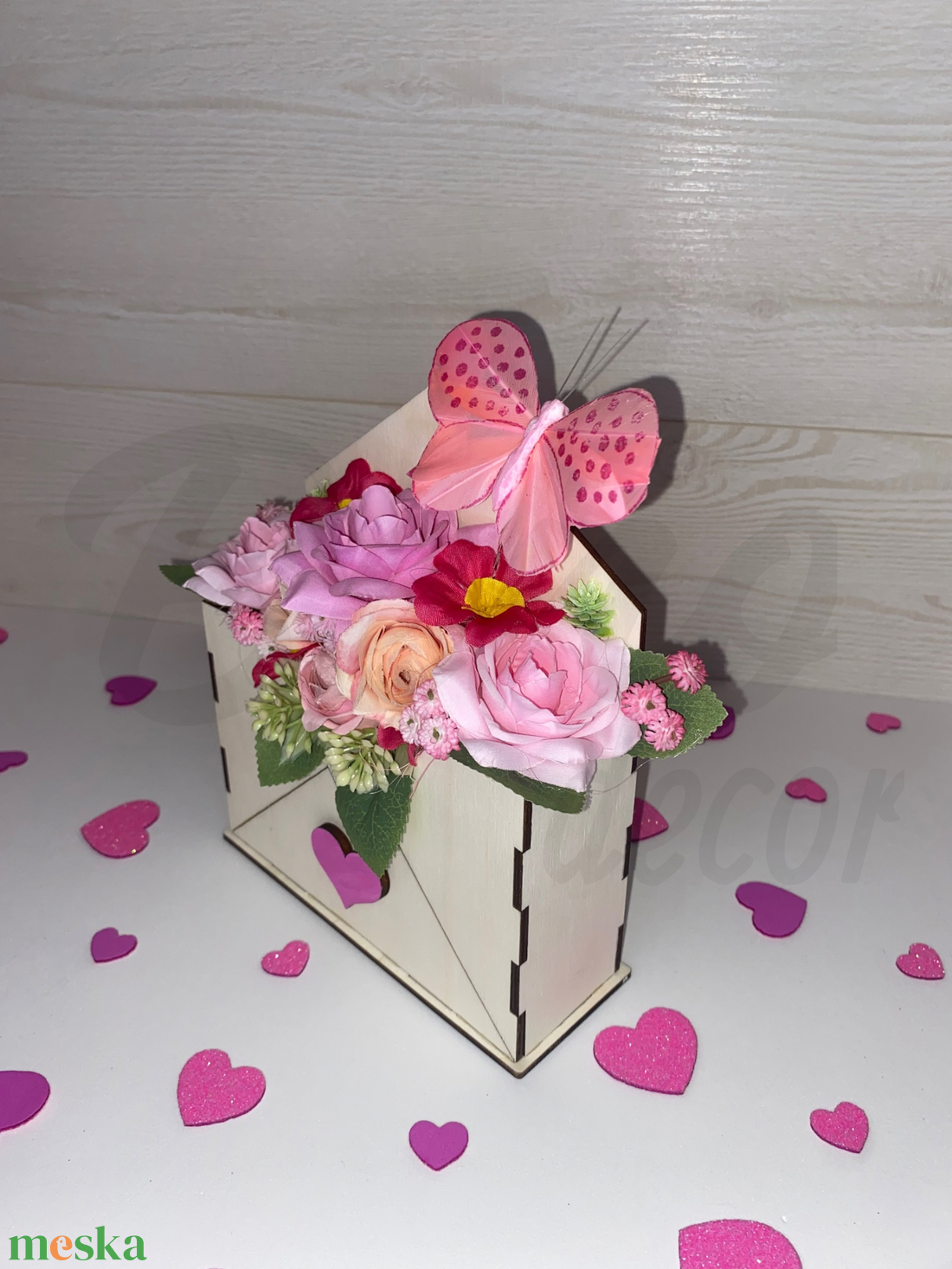 Szerelmes boríték - rózsaszín - otthon & életmód - dekoráció - virágdísz és tartó - virágbox, virágdoboz - Meska.hu