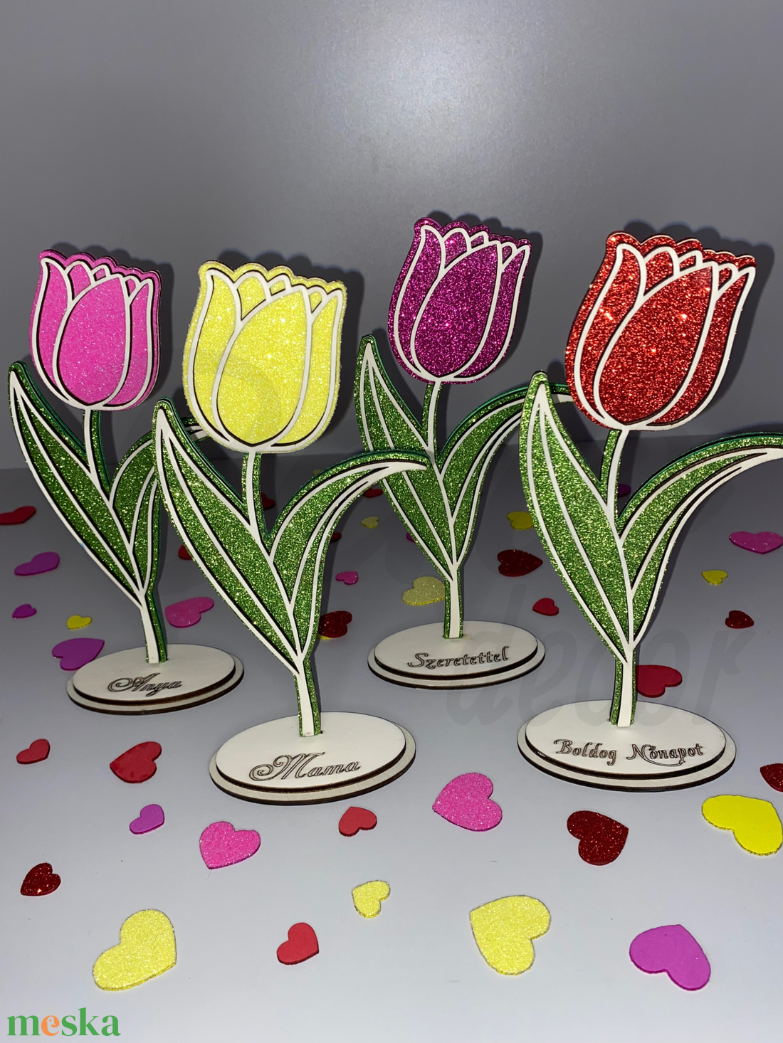 Glitteres fa tulipán dísz - otthon & életmód - dekoráció - asztal és polc dekoráció - asztaldísz - Meska.hu Glitteres fa tulipán dísz - otthon & életmód - dekoráció - asztal és polc dekoráció - asztaldísz - Meska.hu