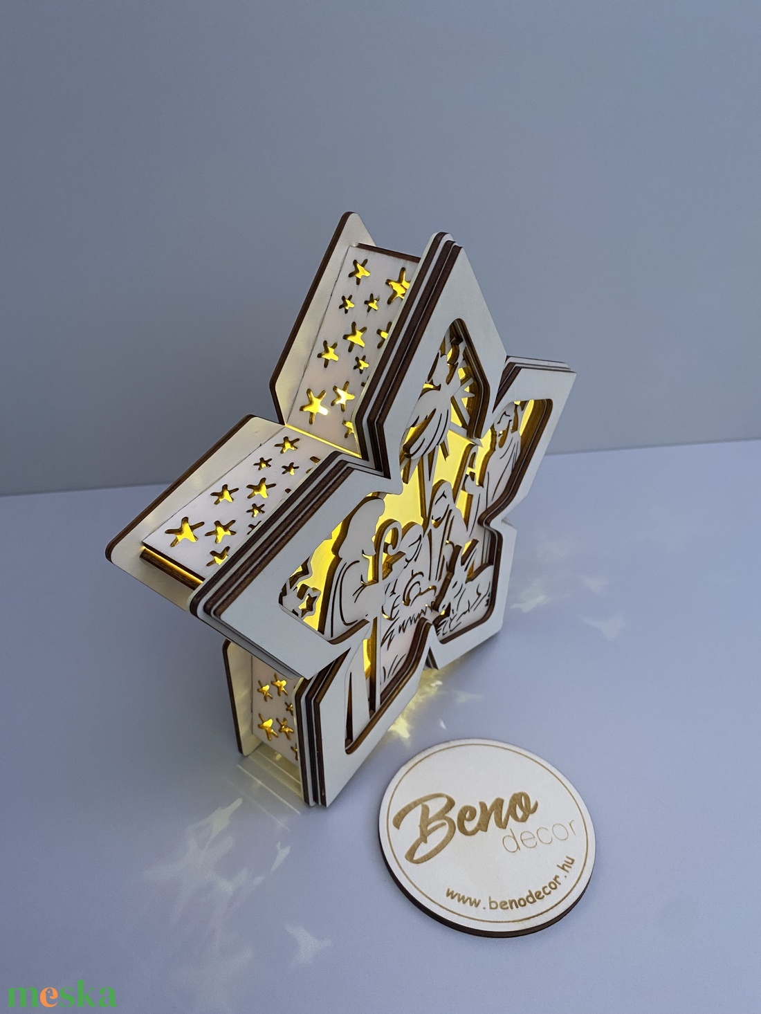 Betlehemes csillag alakú fa LED dekoráció - karácsony - karácsonyi lakásdekoráció - karácsonyi fénydekoráció - Meska.hu