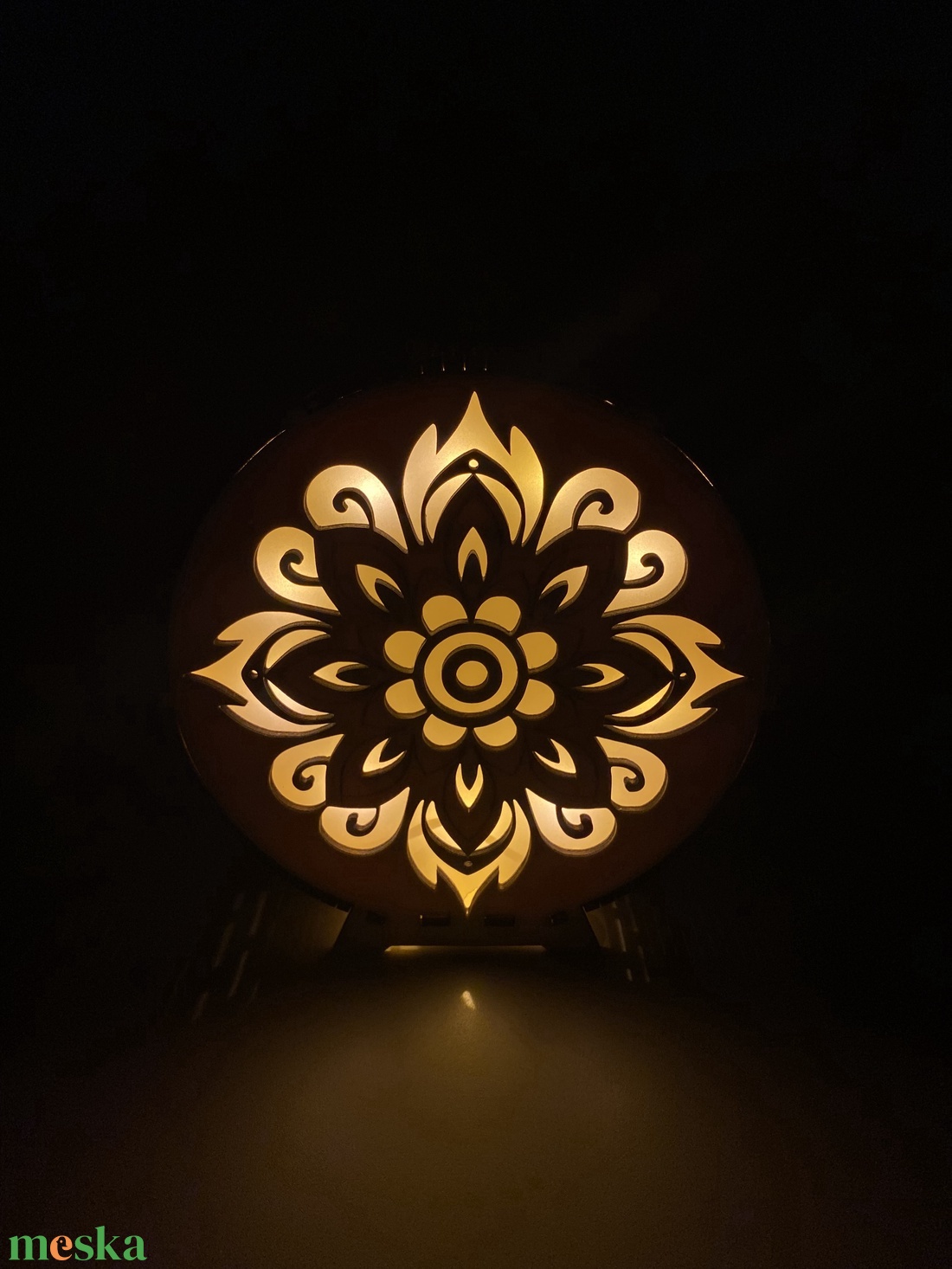 Mandala mintás fa hangulatlámpa - otthon & életmód - dekoráció - asztal és polc dekoráció - asztaldísz - Meska.hu