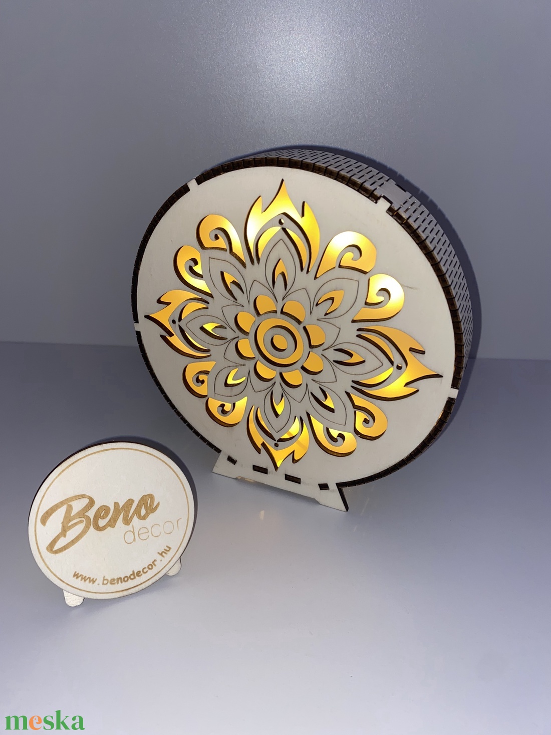 Mandala mintás fa hangulatlámpa - otthon & életmód - dekoráció - asztal és polc dekoráció - asztaldísz - Meska.hu