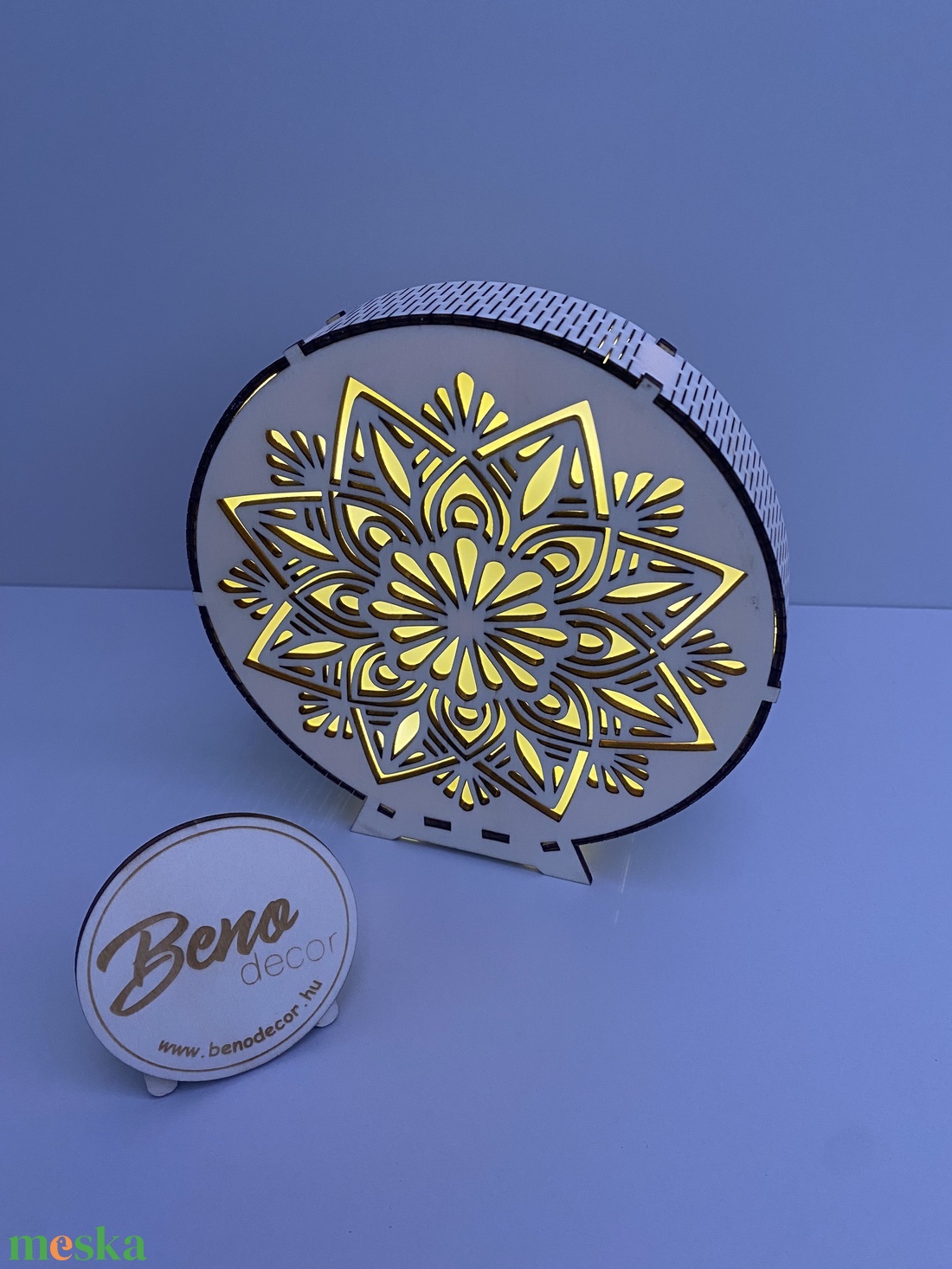 Mandala mintás fa éjjeli fény  hangulatlámpa - otthon & életmód - dekoráció - asztal és polc dekoráció - asztaldísz - Meska.hu