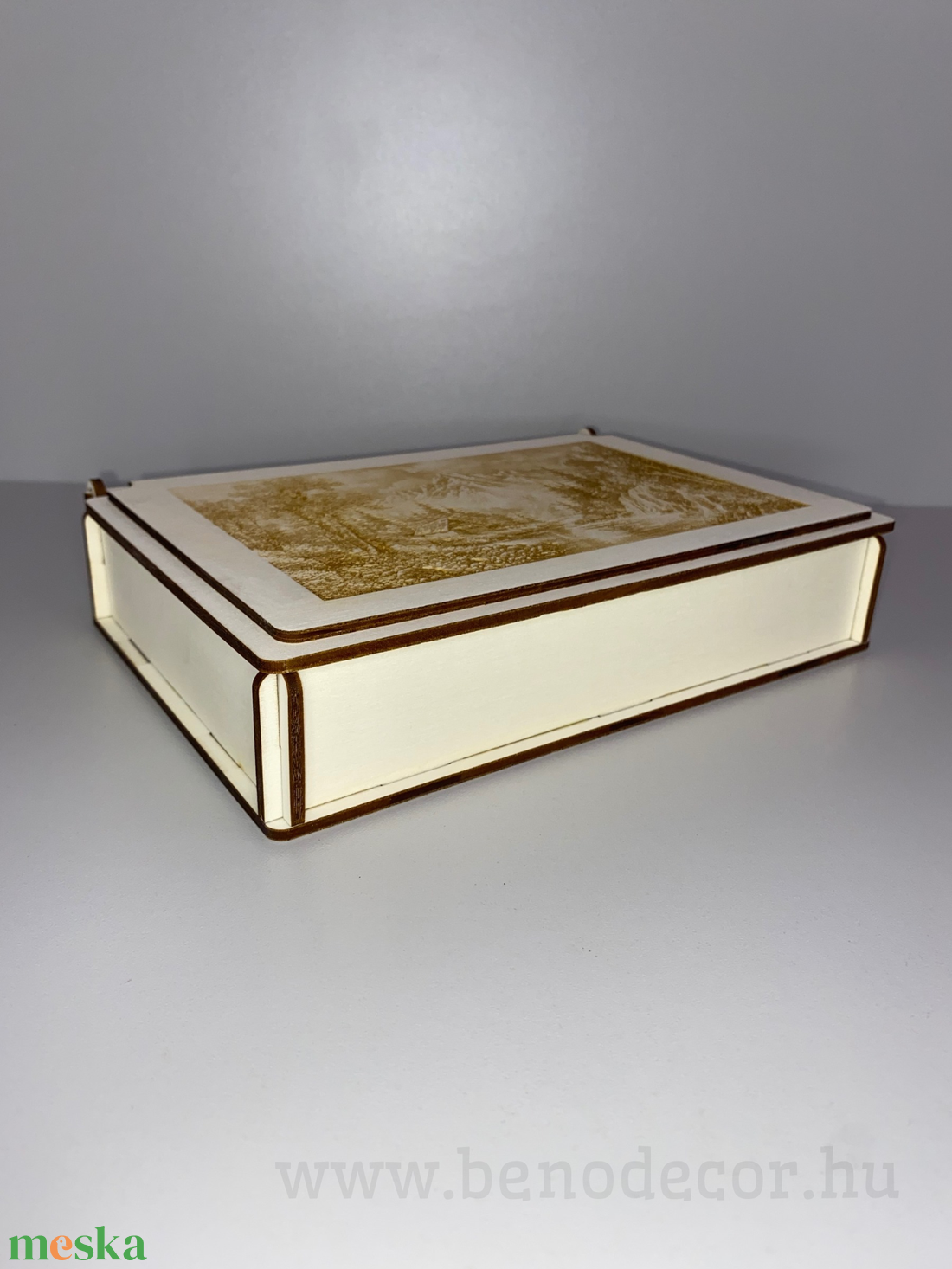 Fa ékszerdoboz tájképes mintával  6 rekeszes - ékszer - ékszertartó - ékszerdoboz - Meska.hu