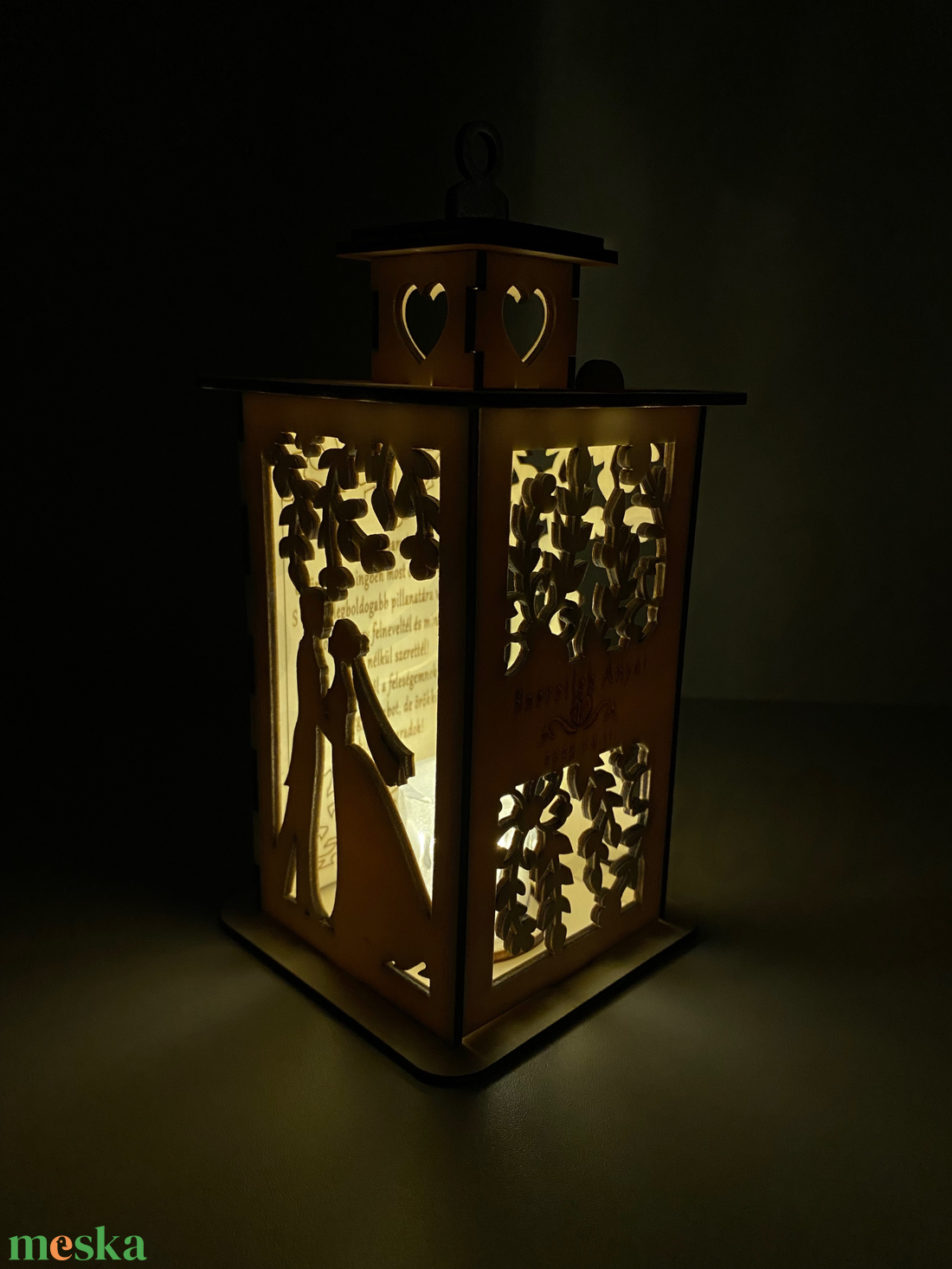 Esküvői Anyukás Lámpás  Gravírozott, LED-es Fa Dekor - otthon & életmód - lámpa - hangulatlámpa - Meska.hu