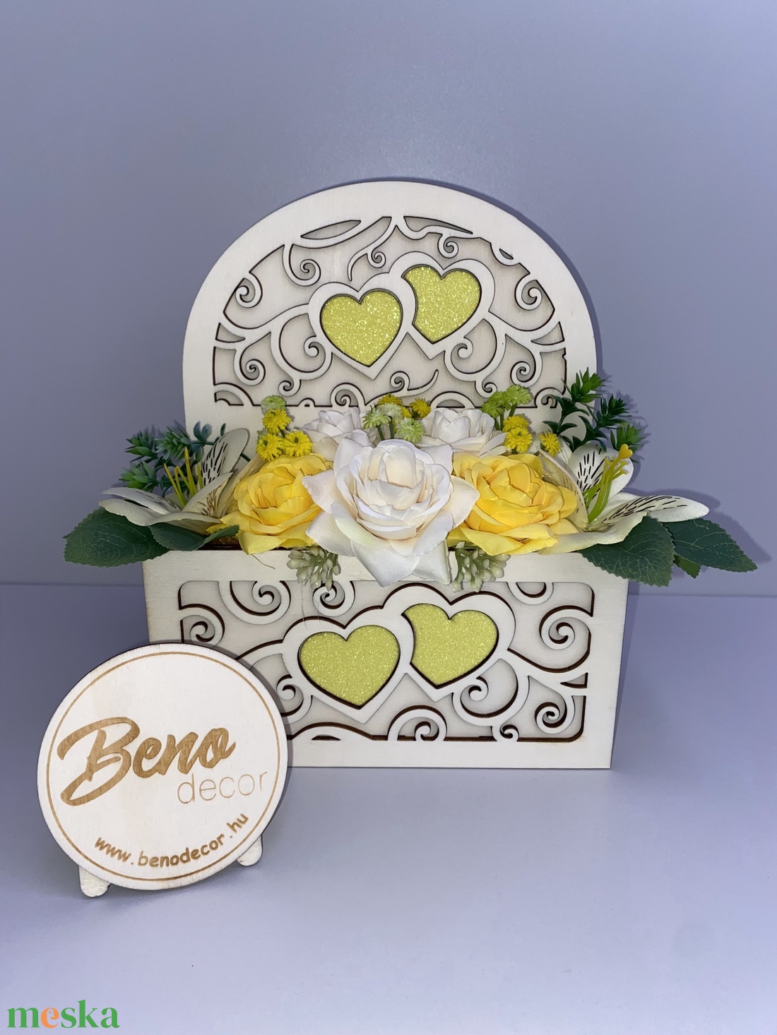 Fa szíves virágdoboz asztali dekoráció - otthon & életmód - dekoráció - asztal és polc dekoráció - asztaldísz - Meska.hu