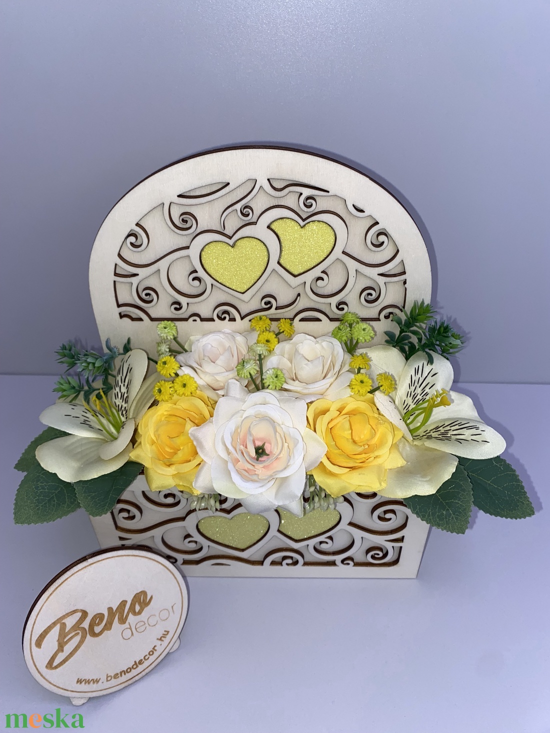 Fa szíves virágdoboz asztali dekoráció - otthon & életmód - dekoráció - asztal és polc dekoráció - asztaldísz - Meska.hu