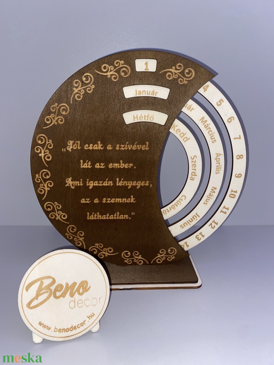 Gravírozott fa öröknaptár idézettel - otthon & életmód - dekoráció - fali és függő dekoráció - falinaptár & öröknaptár - Meska.hu