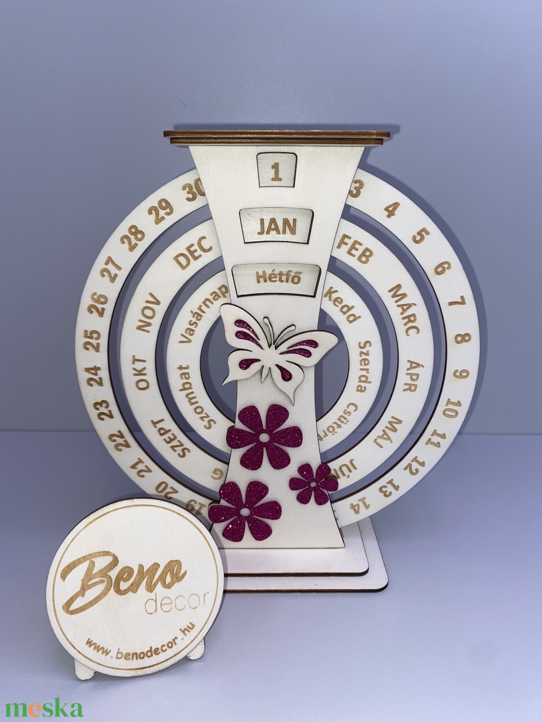 Virágos és pillangós fa öröknaptár - otthon & életmód - dekoráció - fali és függő dekoráció - falinaptár & öröknaptár - Meska.hu