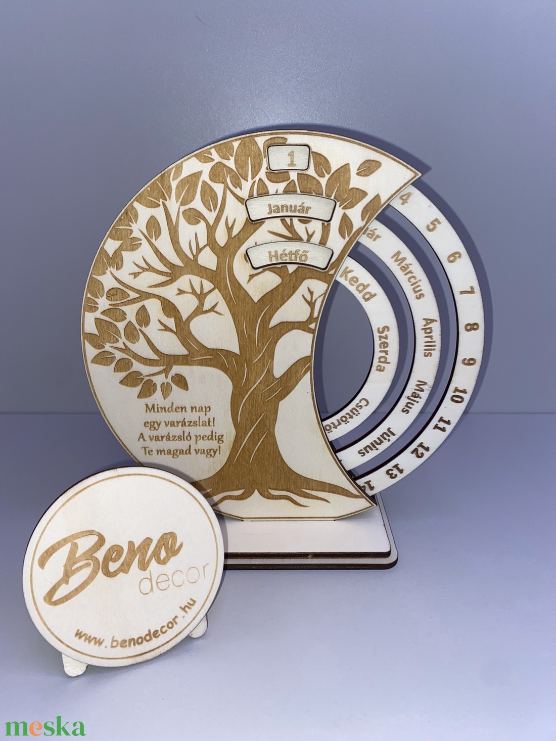 Életfa mintás öröknaptár gravírozott idézettel - otthon & életmód - dekoráció - fali és függő dekoráció - falinaptár & öröknaptár - Meska.hu
