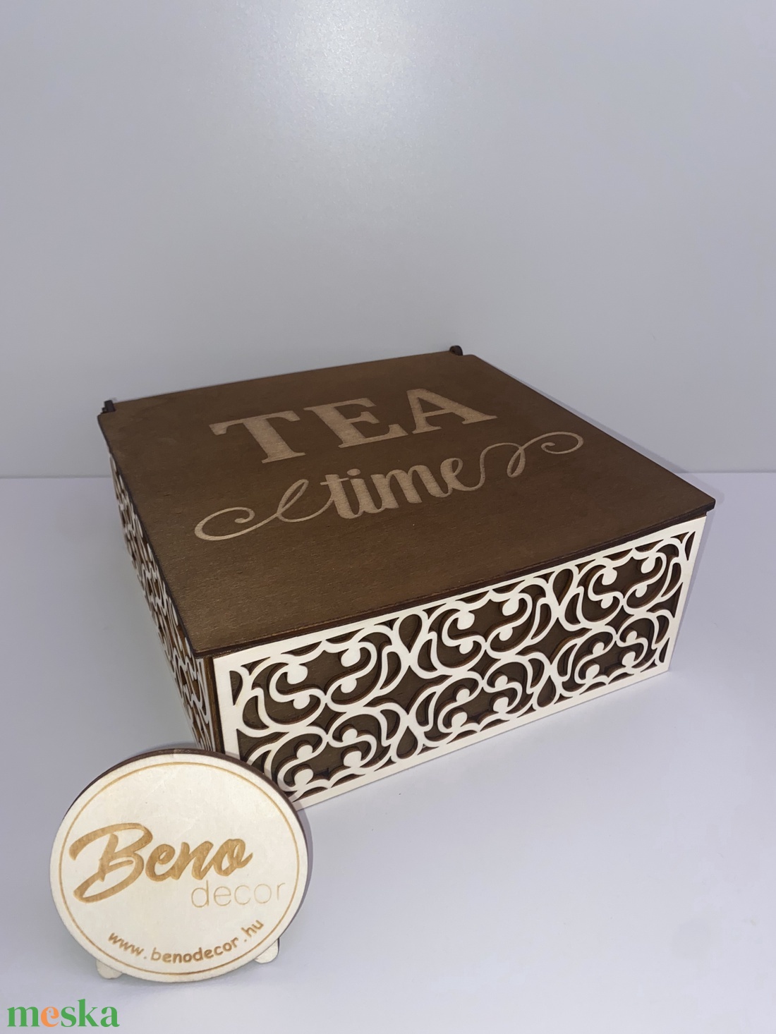 TEA time fa doboz rekeszekkel - otthon & életmód - konyhafelszerelés, tálalás - konyhai tárolás - tea & kávé tárolás - Meska.hu