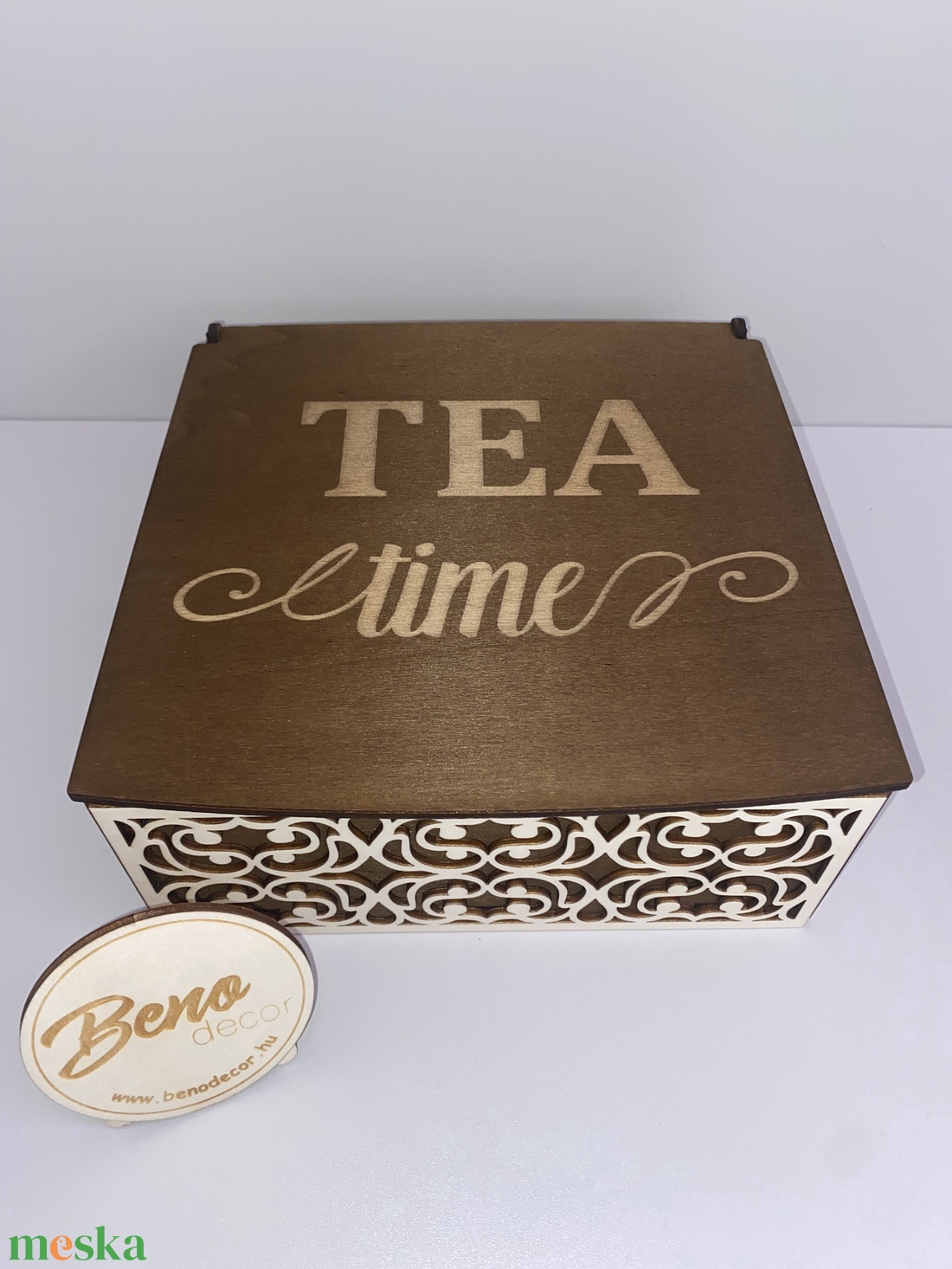 TEA time fa doboz rekeszekkel - otthon & életmód - konyhafelszerelés, tálalás - konyhai tárolás - tea & kávé tárolás - Meska.hu