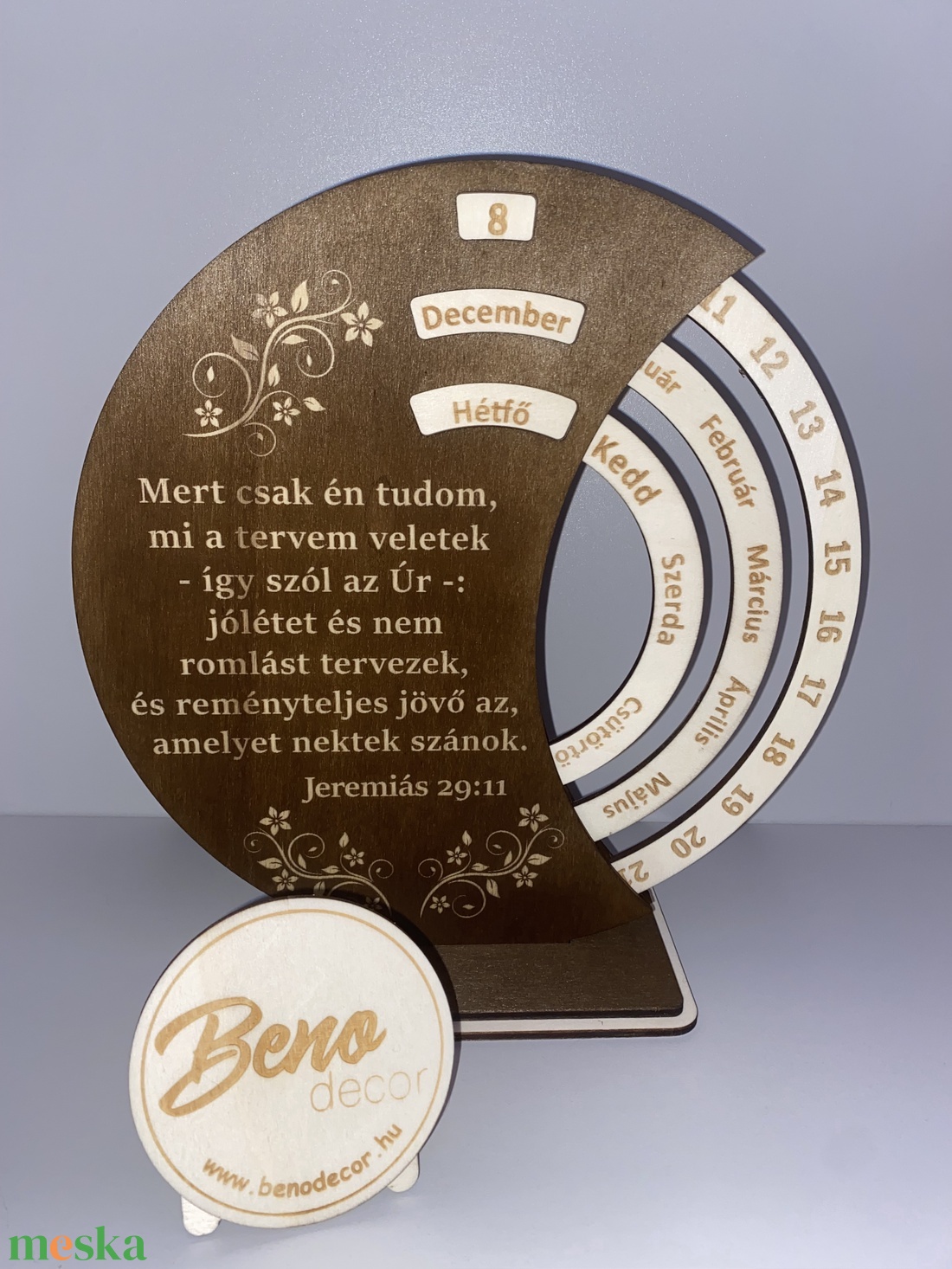 Lézervágott fa öröknaptár idézettel - otthon & életmód - dekoráció - fali és függő dekoráció - falinaptár & öröknaptár - Meska.hu