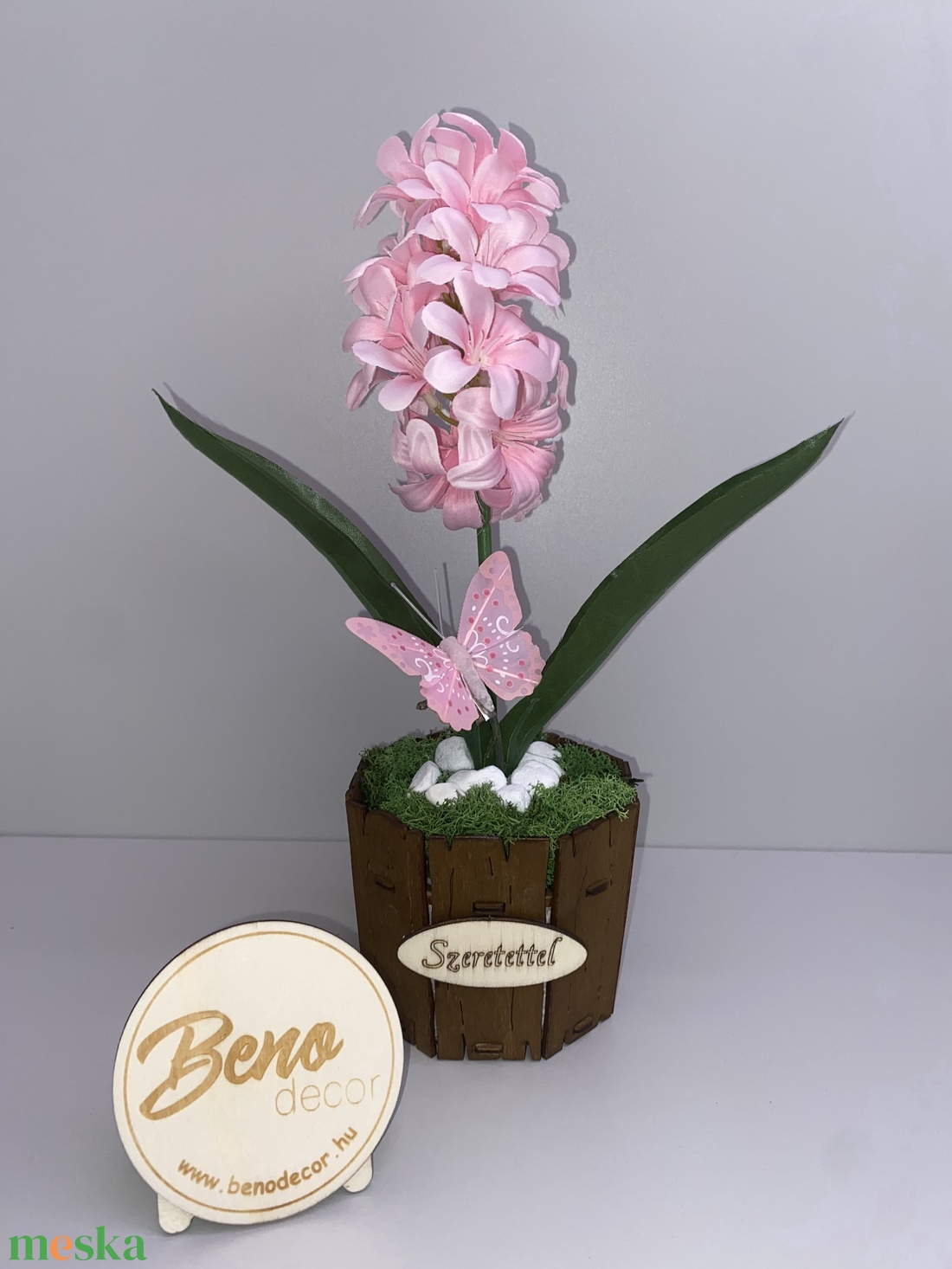 Fa kaspós jácint pillangóval � egyedi felirattal - otthon & életmód - virágdekoráció - virágdíszek - asztali virágdísz - Meska.hu