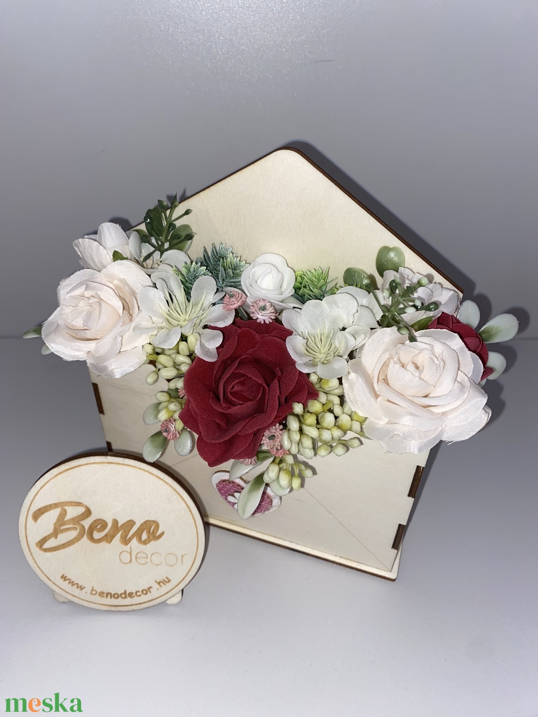 Virágos boríték dekoráció - otthon & életmód - virágdekoráció - virágok - virágbox - Meska.hu