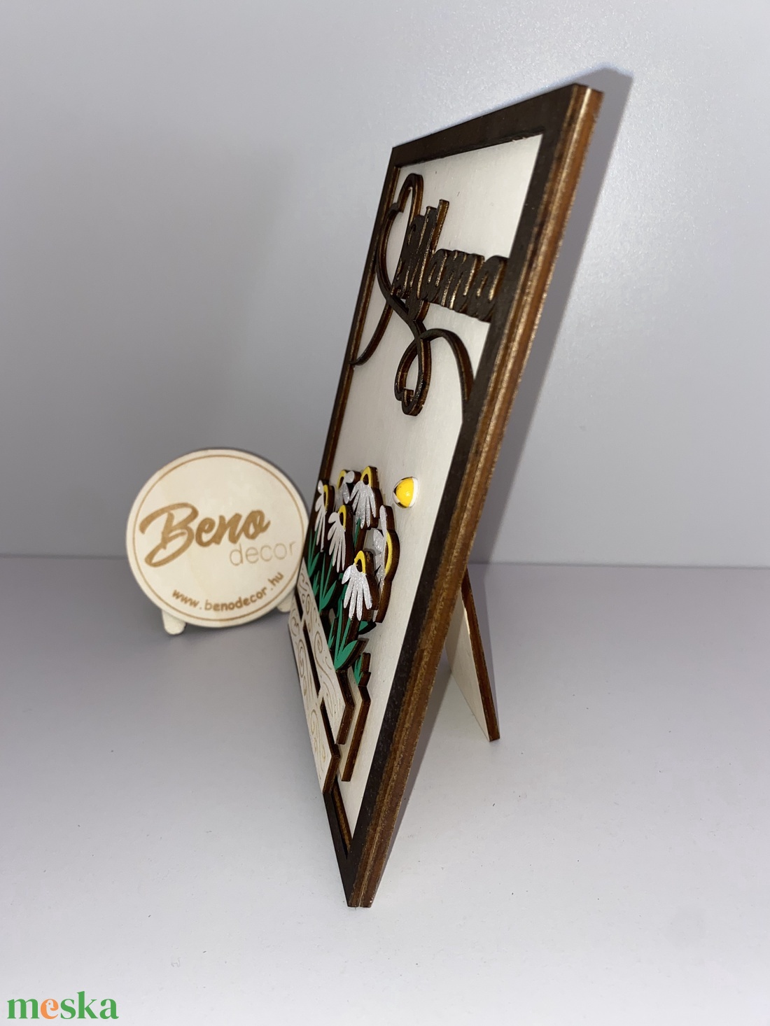 Fa képkeret Mama virágos dekorral � egyedi anyák napi ajándék - otthon & életmód - dekoráció - asztal és polc dekoráció - gravírozott táblák - Meska.hu