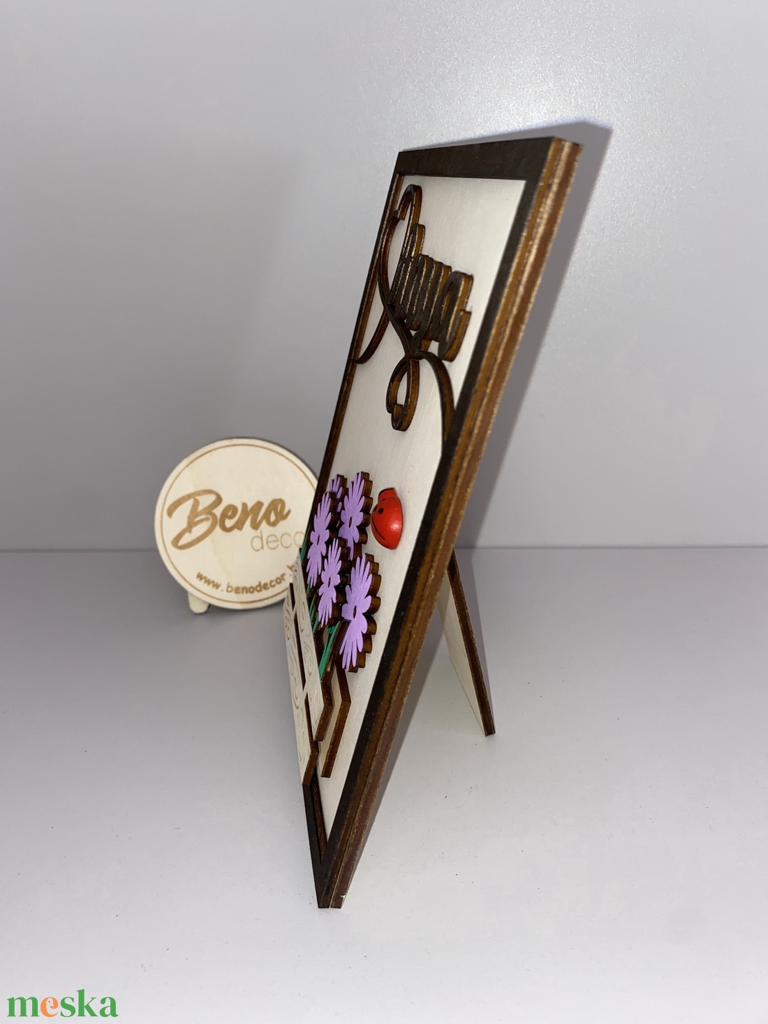 Fa kép Anya felirattal és virágos dekorral � egyedi anyák napi ajándék - otthon & életmód - dekoráció - asztal és polc dekoráció - gravírozott táblák - Meska.hu