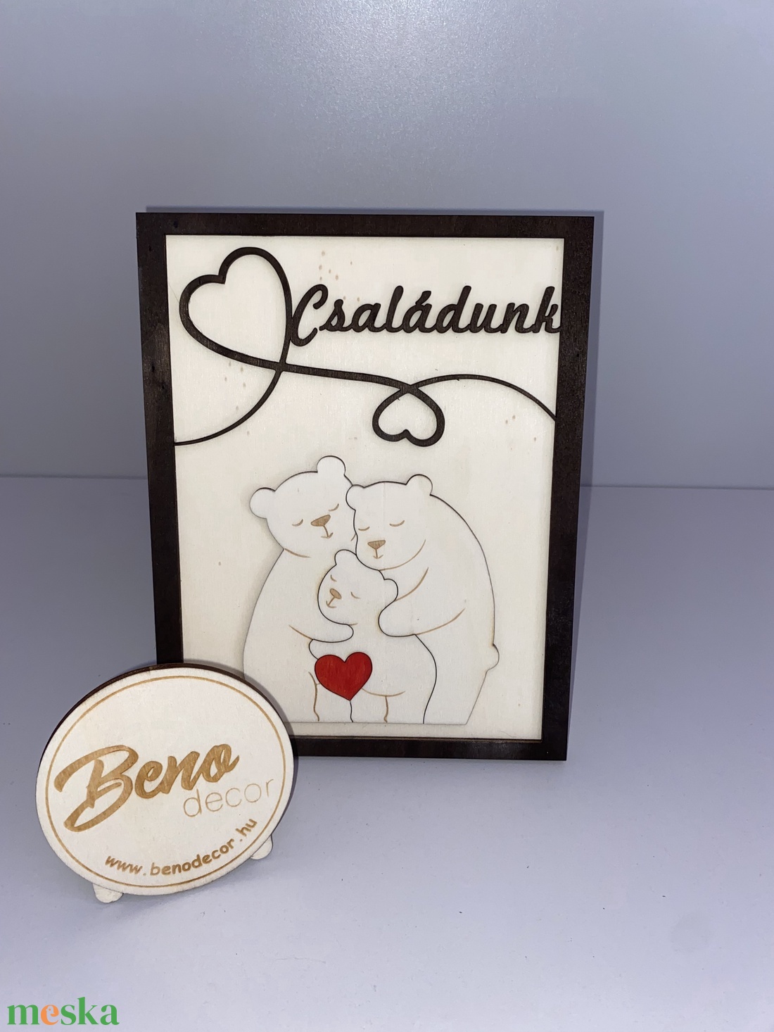 Családunk fa kép � gravírozott macis családi dekor - otthon & életmód - dekoráció - kép & falikép - fából készült kép - Meska.hu