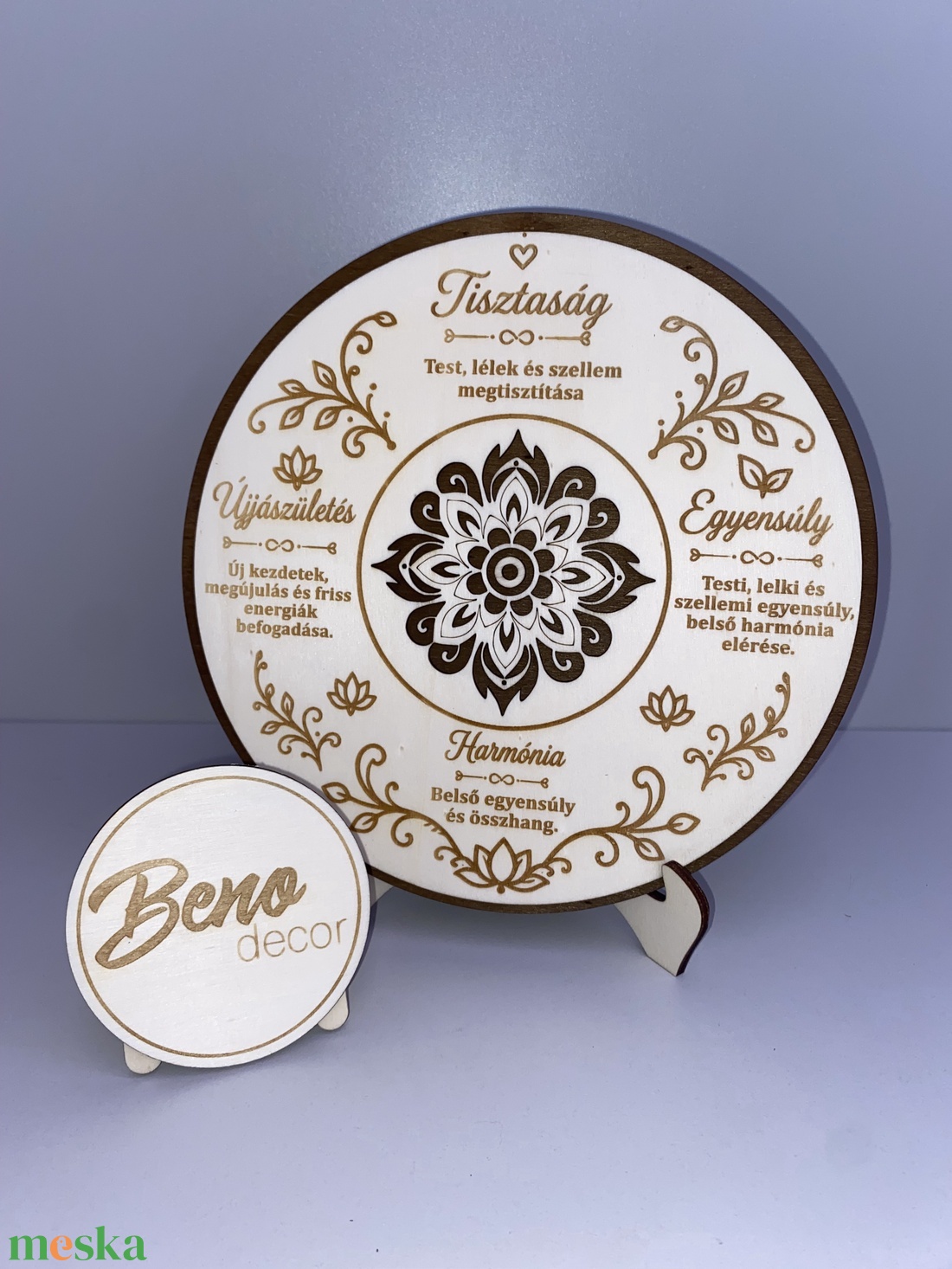 Gravírozott mandala jelentéssel - otthon & életmód - dekoráció - asztal és polc dekoráció - gravírozott táblák - Meska.hu