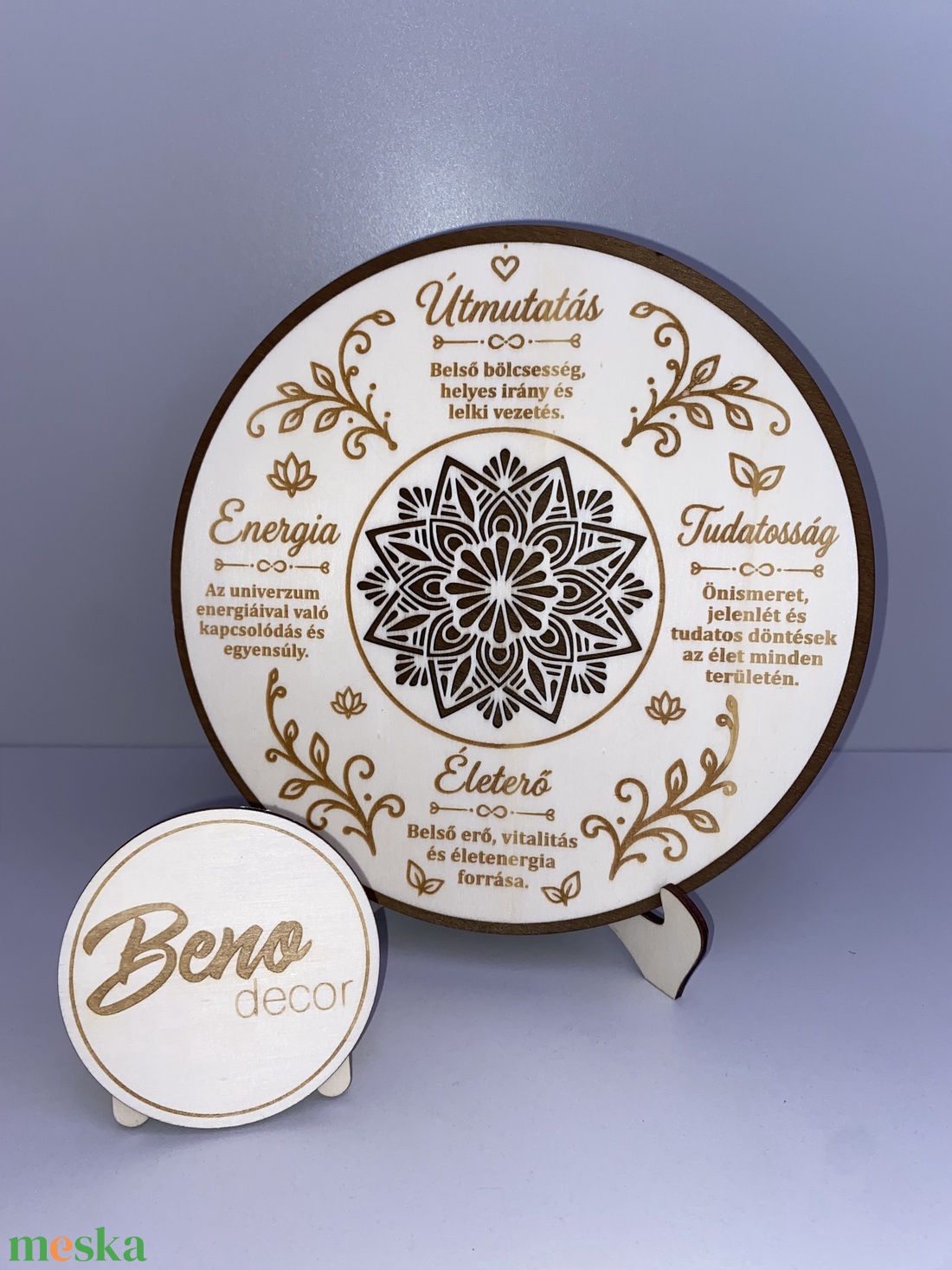 Gravírozott mandala jelentéssel - otthon & életmód - dekoráció - asztal és polc dekoráció - gravírozott táblák - Meska.hu