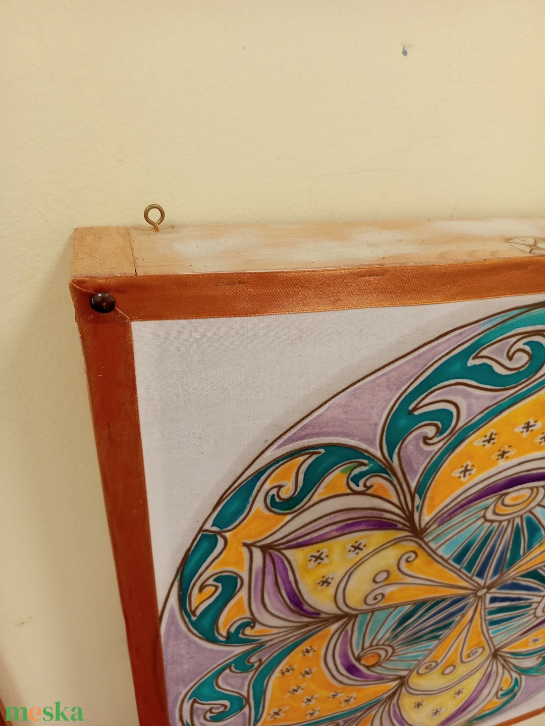 Lila sárga türkiz Mandala  - művészet - textilkép - egyéb - Meska.hu