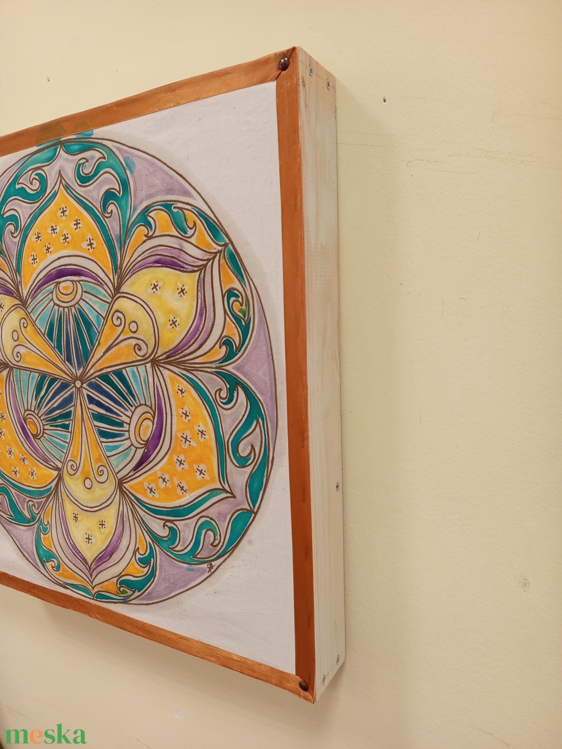 Lila sárga türkiz Mandala  - művészet - textilkép - egyéb - Meska.hu