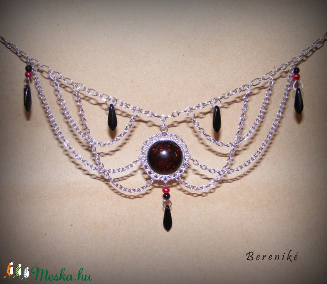 Láncreakció - Elegáns ezüst-bordó nyakék - halloweeni ékszerek - halloweeni ékszerek - Meska.hu Láncreakció - Elegáns ezüst-bordó nyakék - halloweeni ékszerek - halloweeni ékszerek - Meska.hu