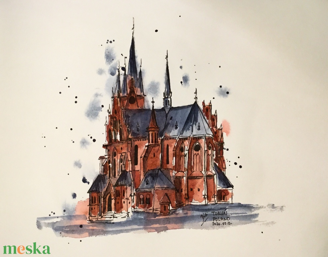 Torun, Poland - művészet - festmény - akvarell - Meska.hu