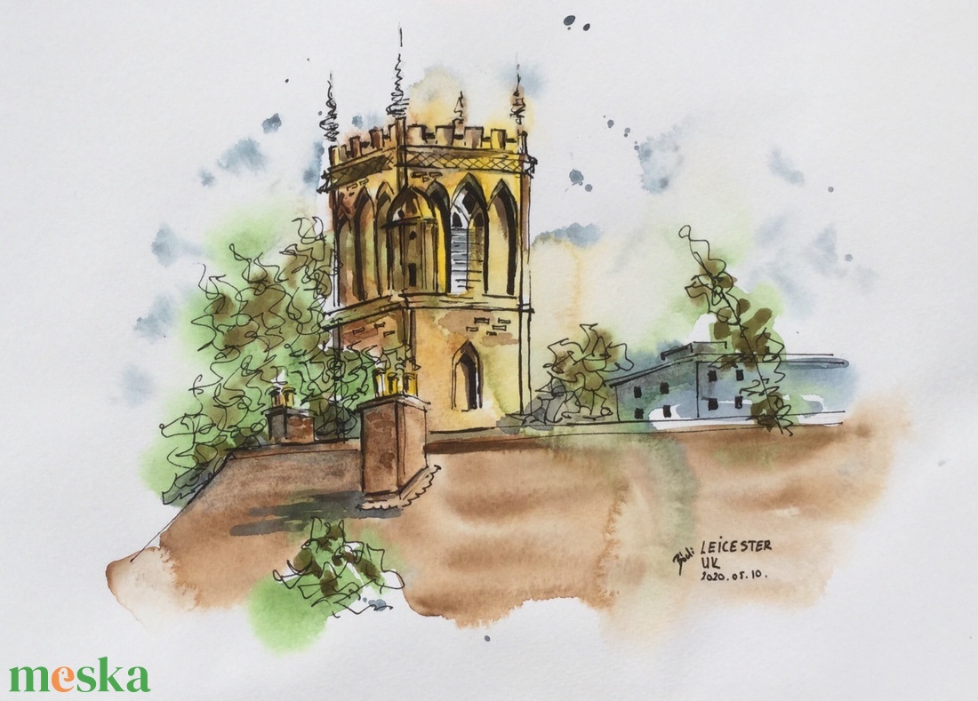 Leicester, England - művészet - festmény - akvarell - Meska.hu