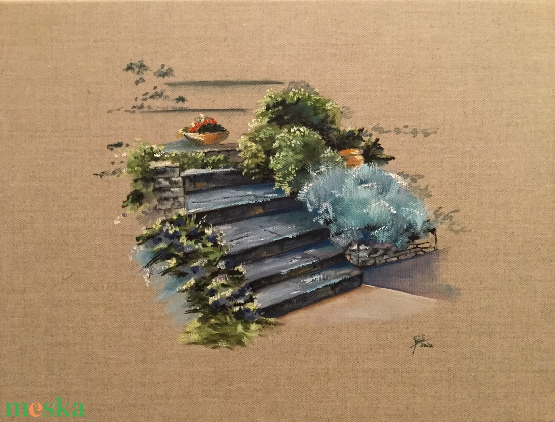 Lépcsők, olaj - művészet - festmény - olajfestmény - Meska.hu