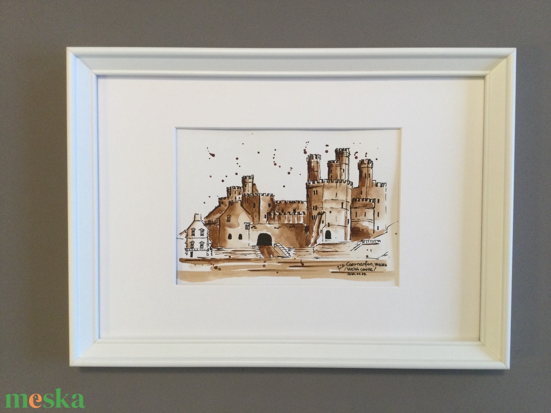Caernarfon, Wales - művészet - festmény - akvarell - Meska.hu